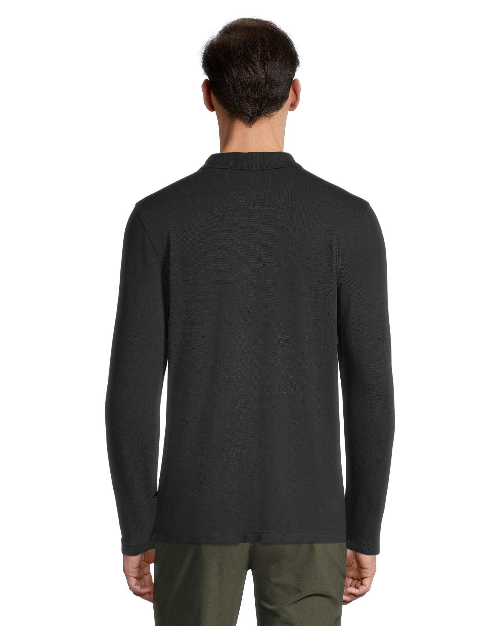 Denver Hayes Men's 50 Wash Long Sleeve Modern Fit Stretch Pique Polo Shirt