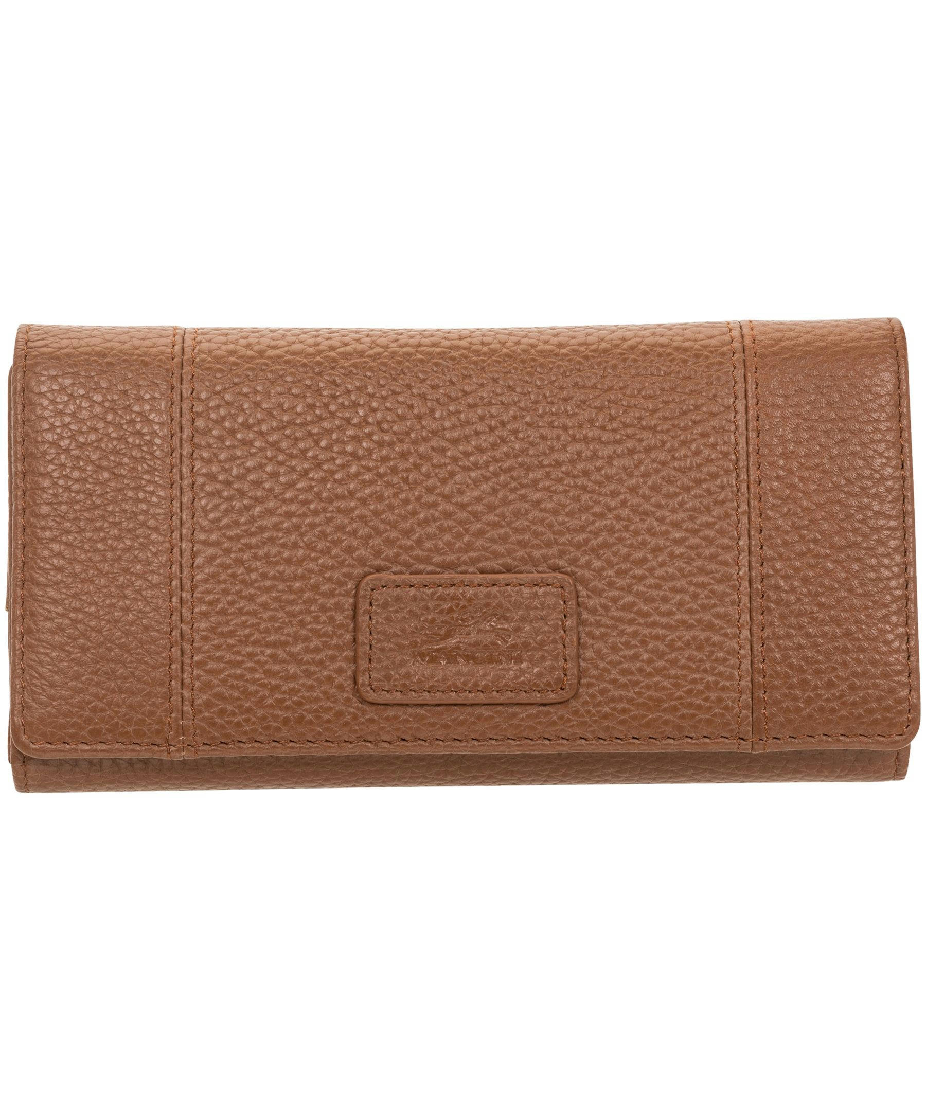 Mancini Leather Goods Women's Pebelled RFID Secure Trifold Wing Wallet