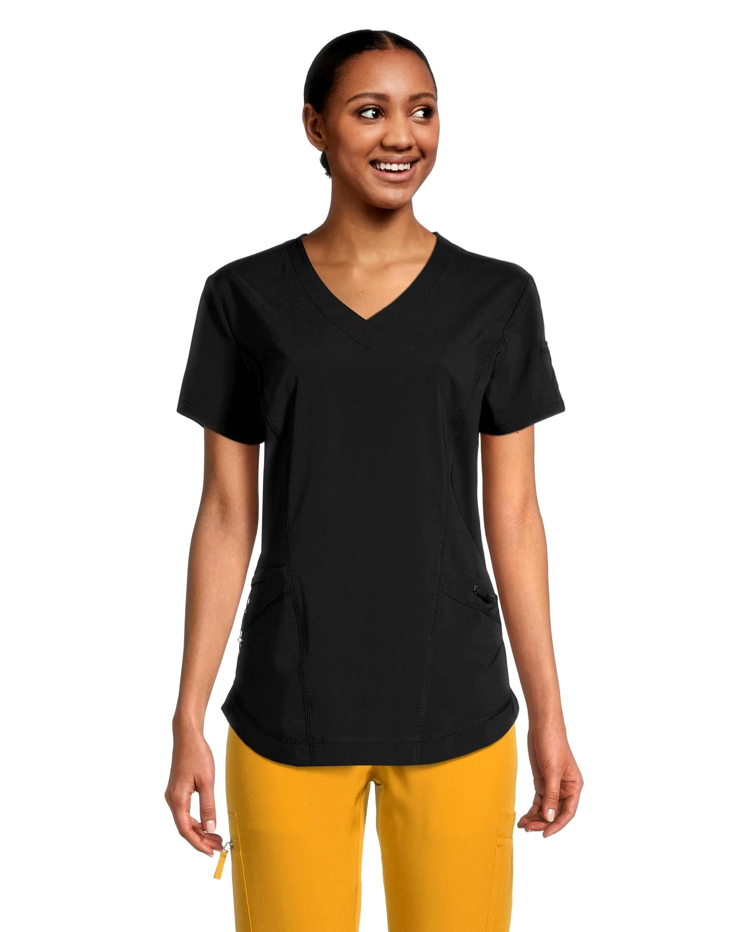 Scrubletics Women's V-Neck Curved Hem Scrub Top