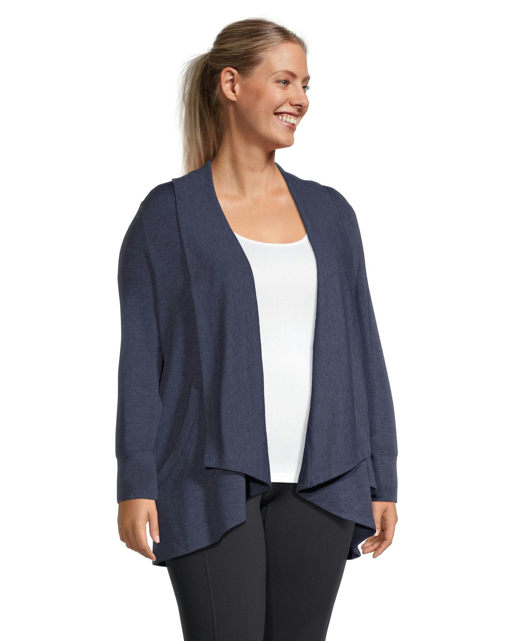 Shambhala Women's Semi-Fitted French Terry Open Cardigan