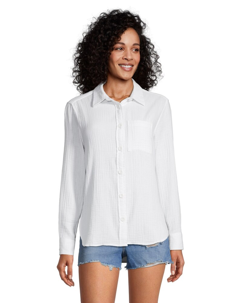 Women's Double Gauze Long Sleeve Button Down Shirt