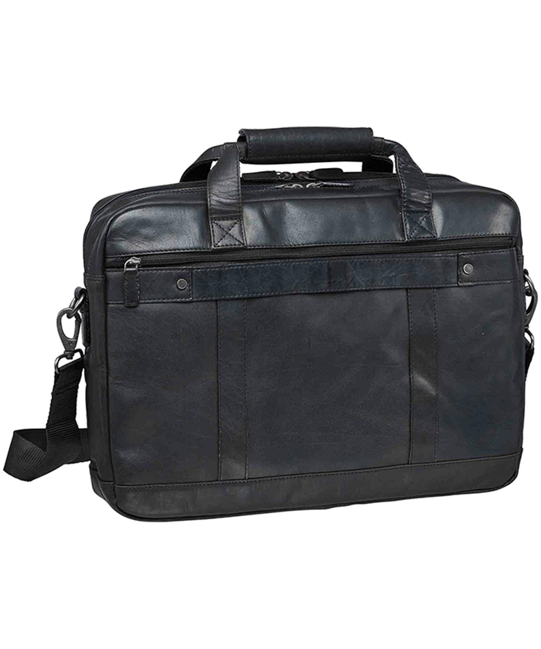 Mancini Leather Goods Men's Buffalo Laptop Briefcase Black