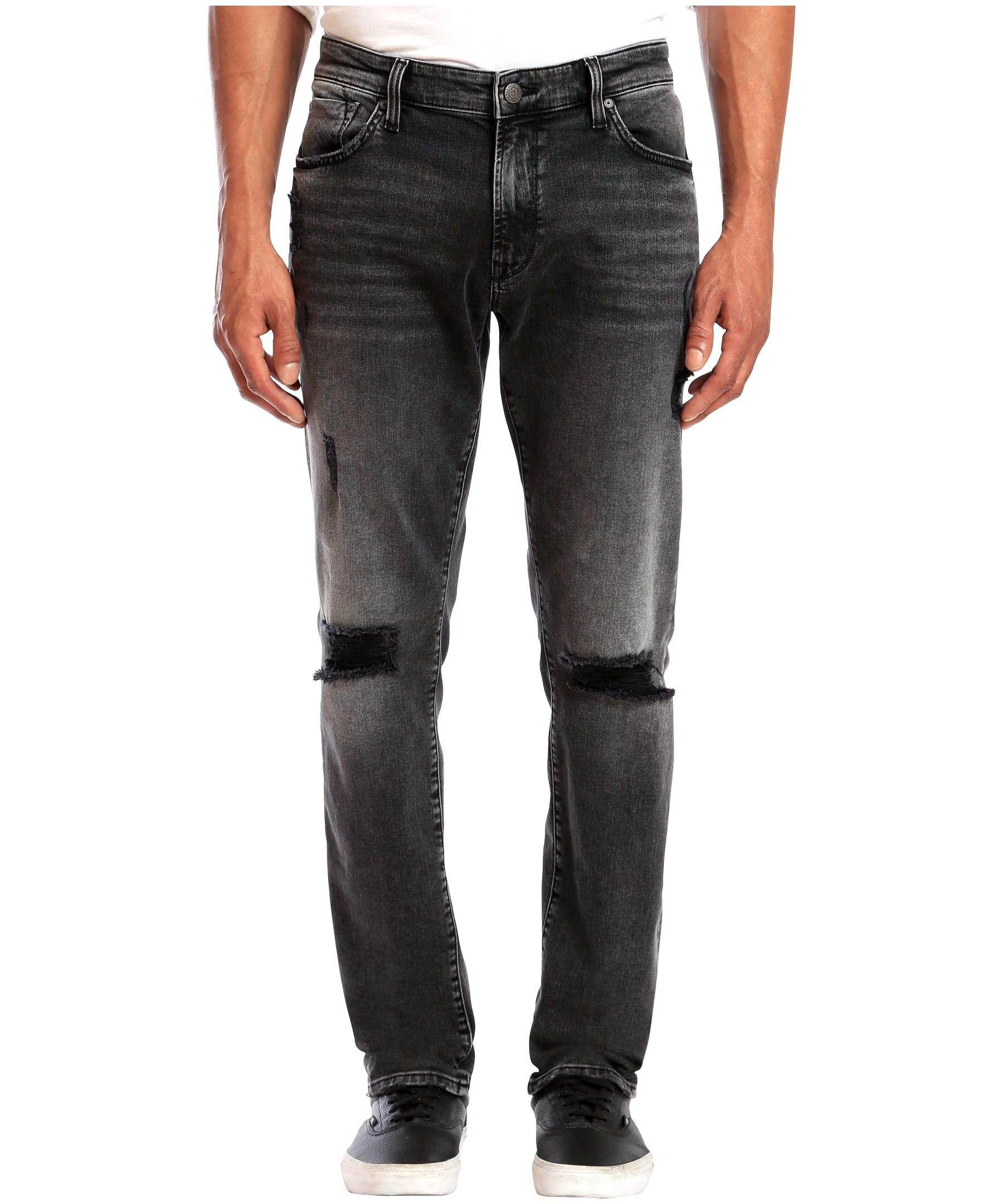 Mavi Men's Marcus Regular Rise Slim Straight Jeans With Destruction - Grey