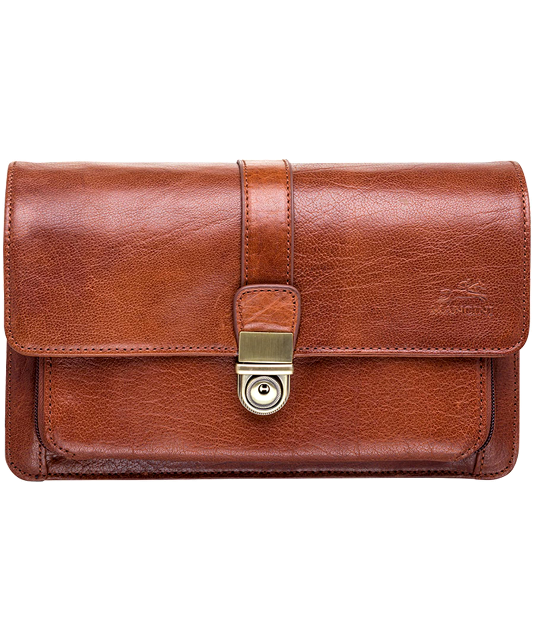 Mancini Leather Goods Unisex Arizona Classic Bag with Removable Straps Cognac