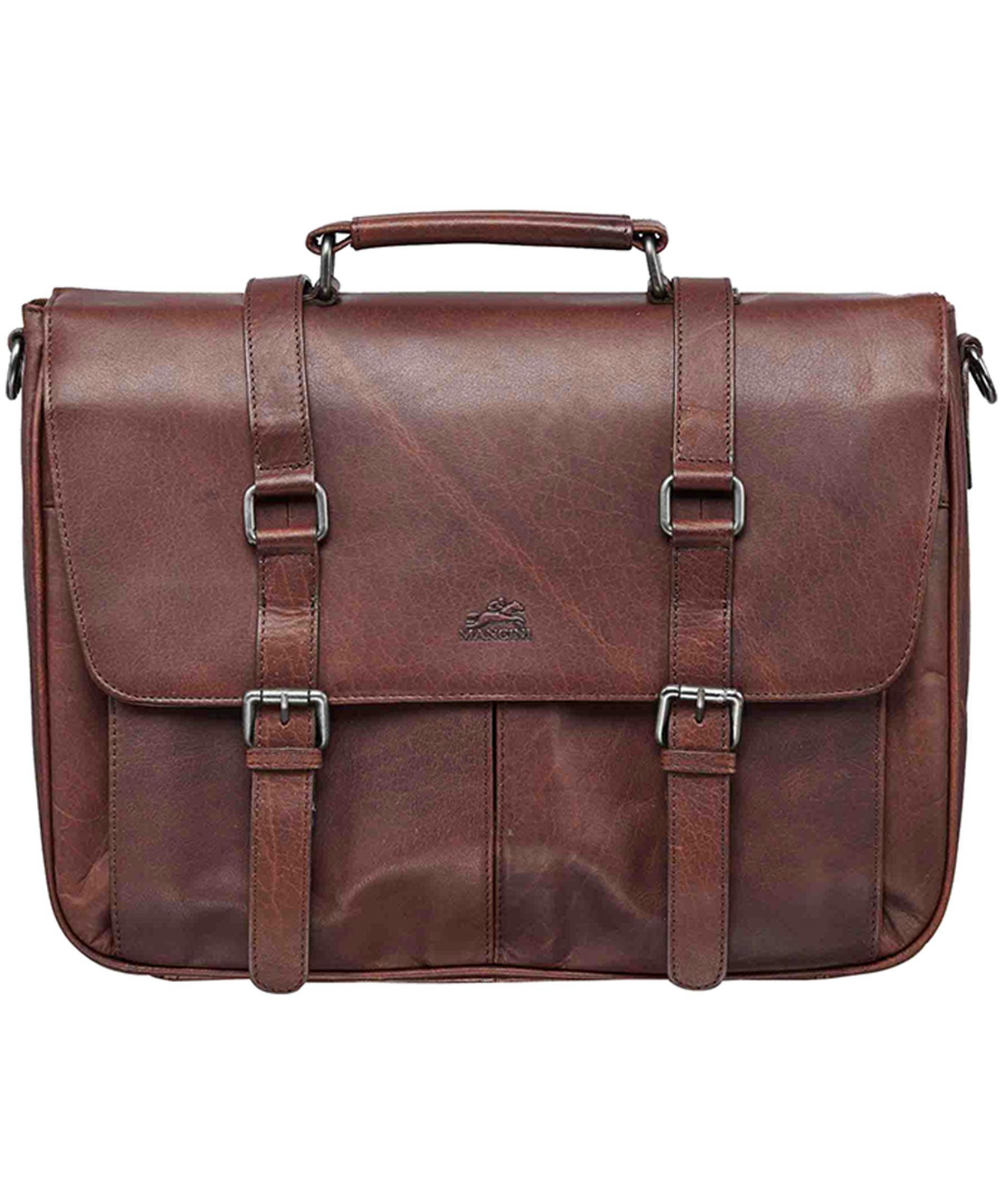 Mancini Leather Goods Men's Buffalo Laptop Briefcase Black