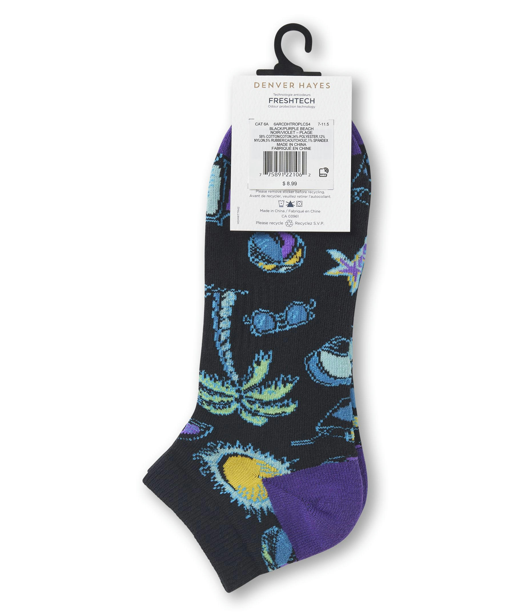 Denver Hayes Men's FRESHTECH® Tropical Novelty Low Cut Socks
