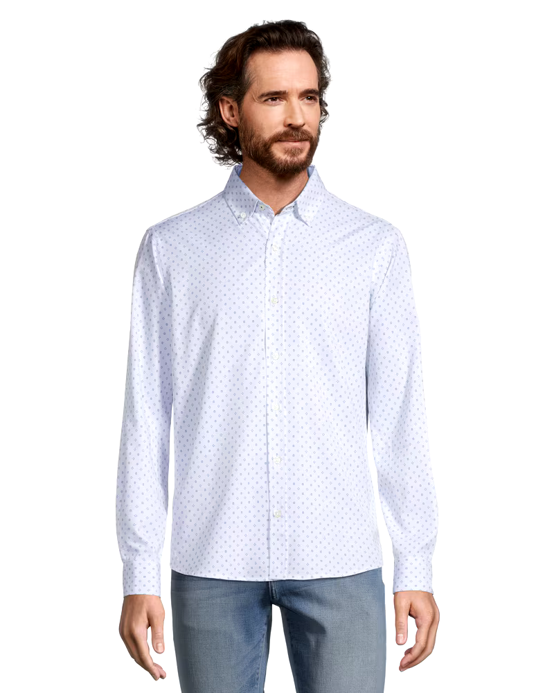 Denver Hayes Men's Hybrid 4-Way Stretch Long Sleeve Commuter Sport Shirt
