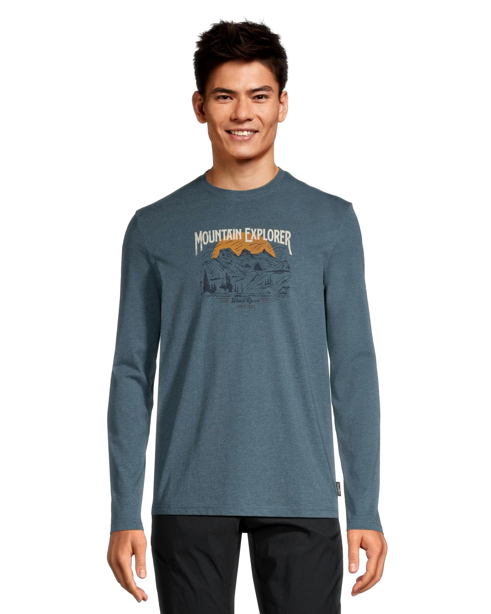 WindRiver Men's True North Graphic Long Sleeve Crew Neck T Shirt