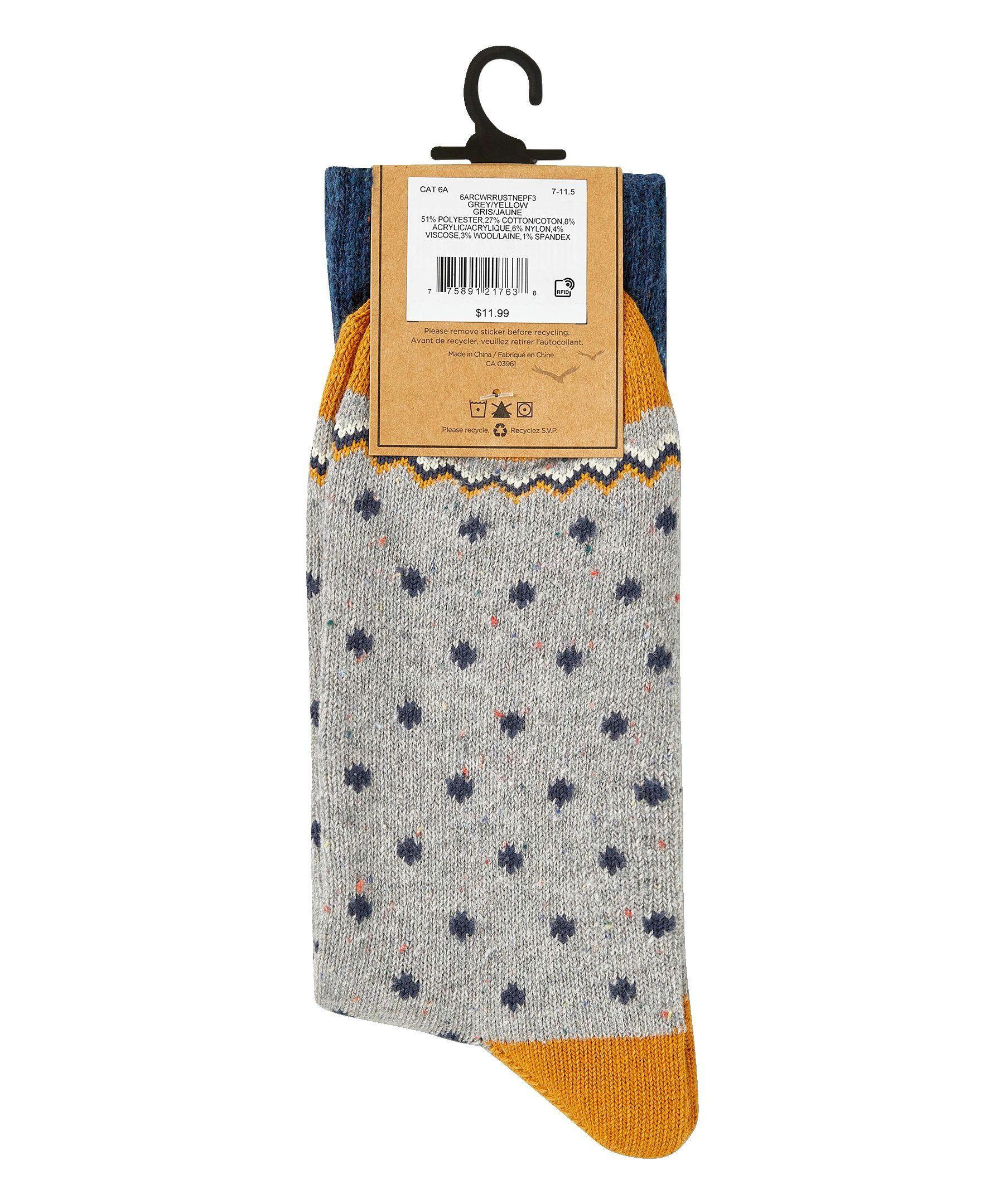 WindRiver Men's Heritage Rustic Acrylic Nep Crew Socks