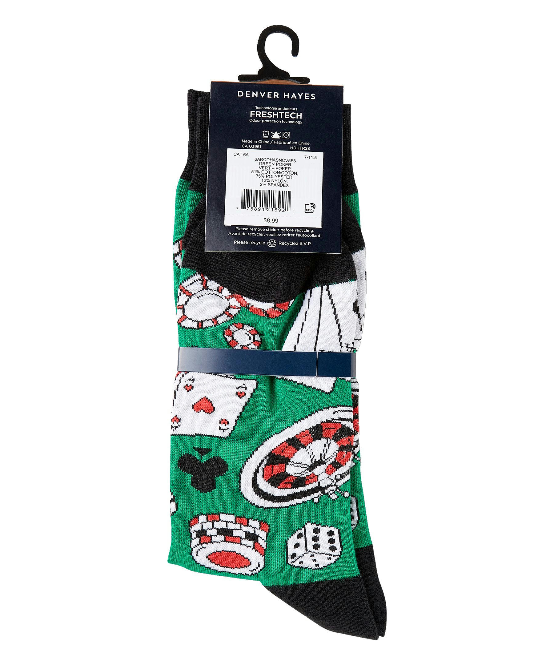 Denver Hayes Men's Novelty Sports Pattern Crew Socks