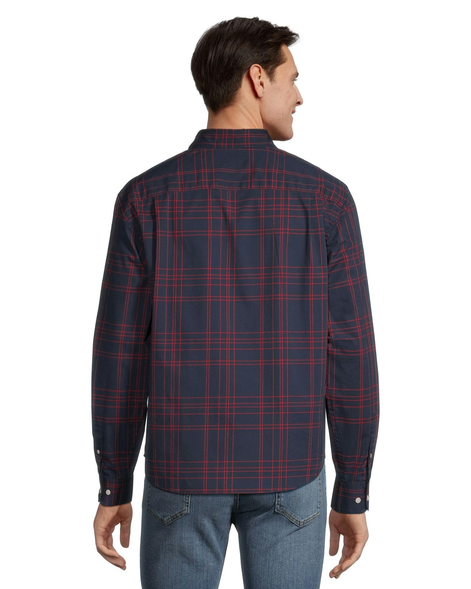 Denver Hayes Men's Long Sleeve Classic Fit Plaid Shirt