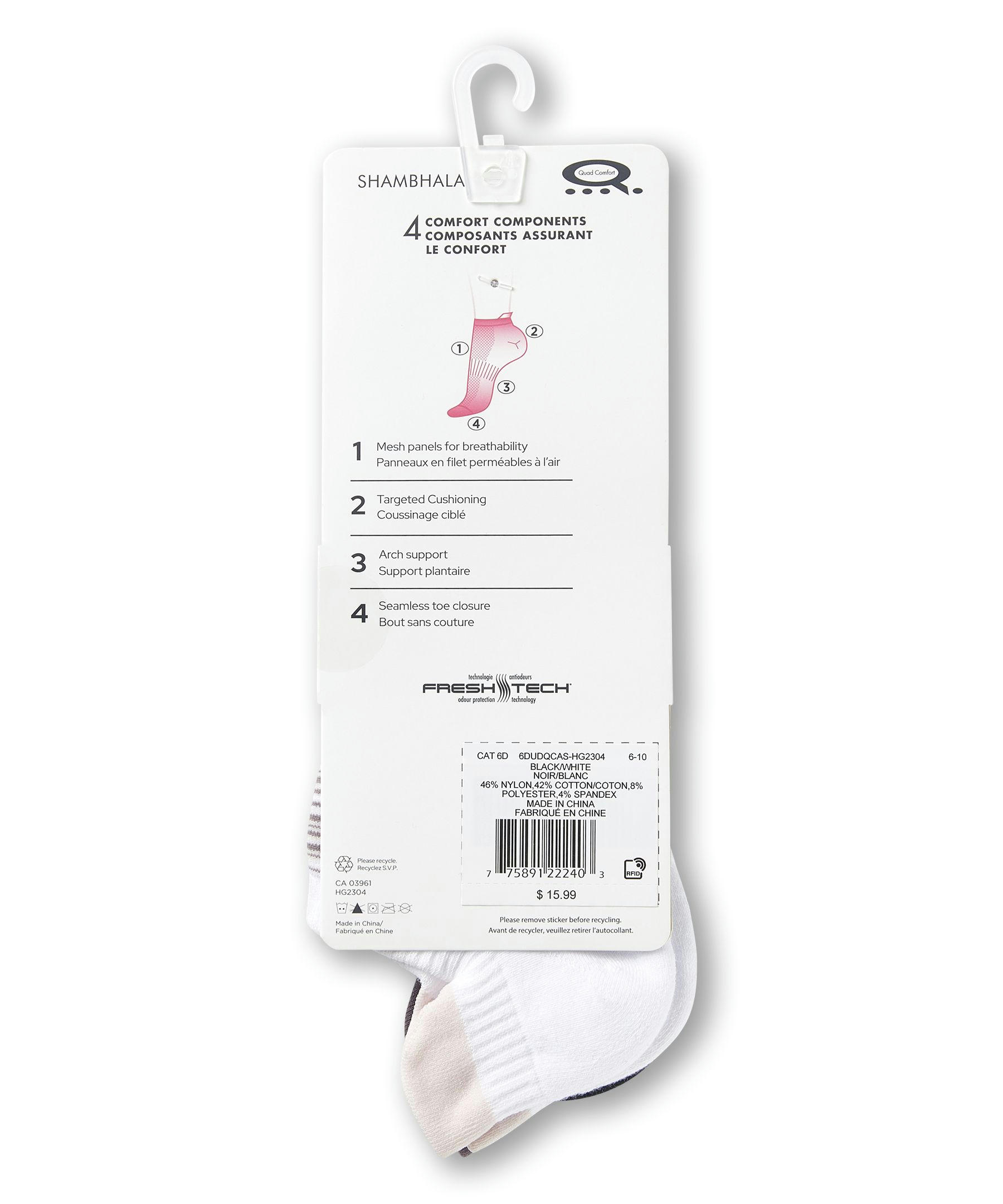 Shambhala Women's 2 Pack FRESHTECH Nylon Low Cut Socks