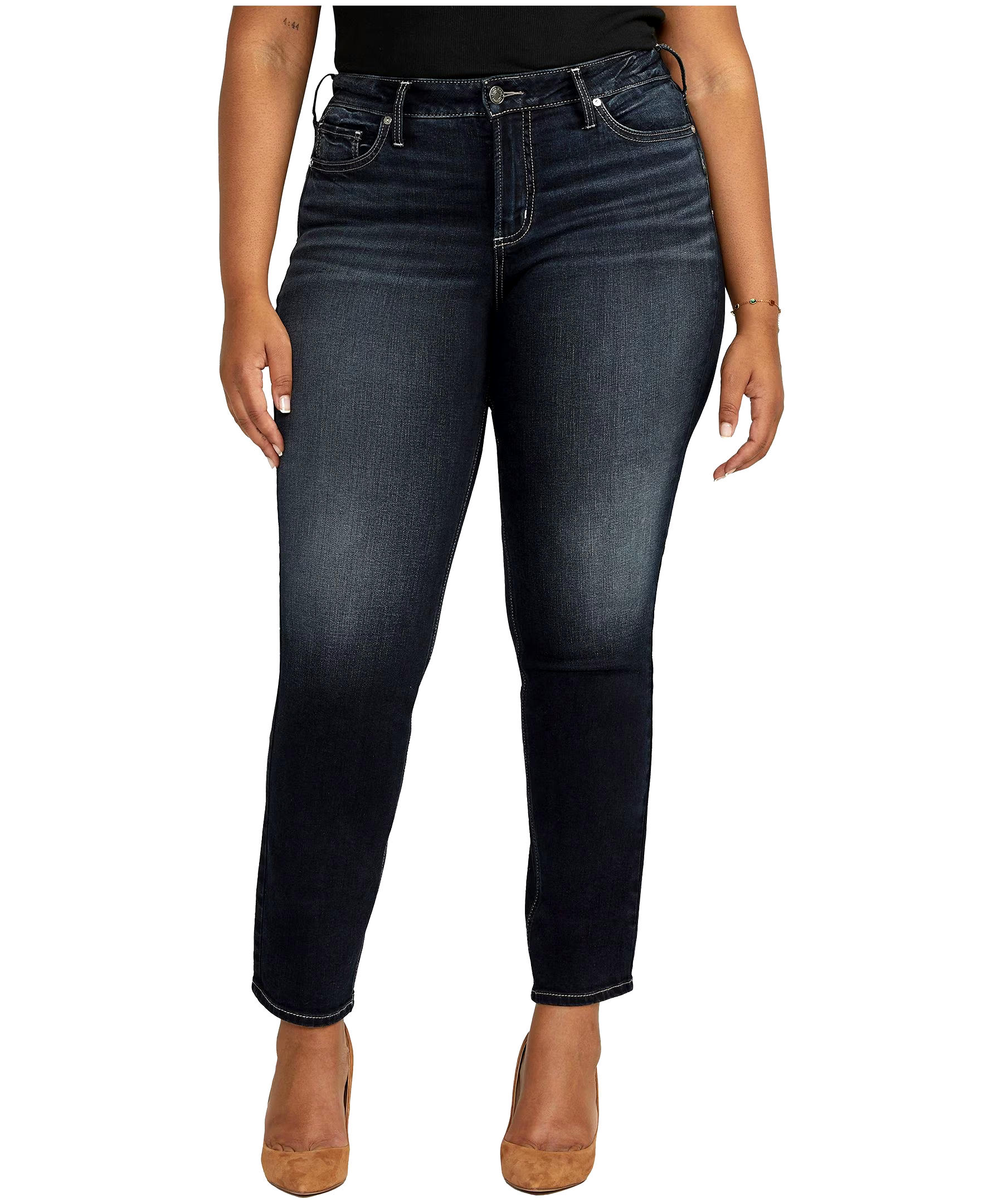 Silver Suki Mid Rise Curvy Fit Straight Leg Jeans