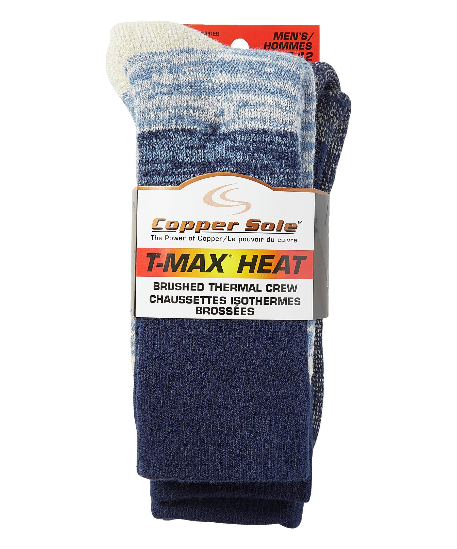 Copper Sole Men's 2 Pack TMAX Burshed Thermal Socks