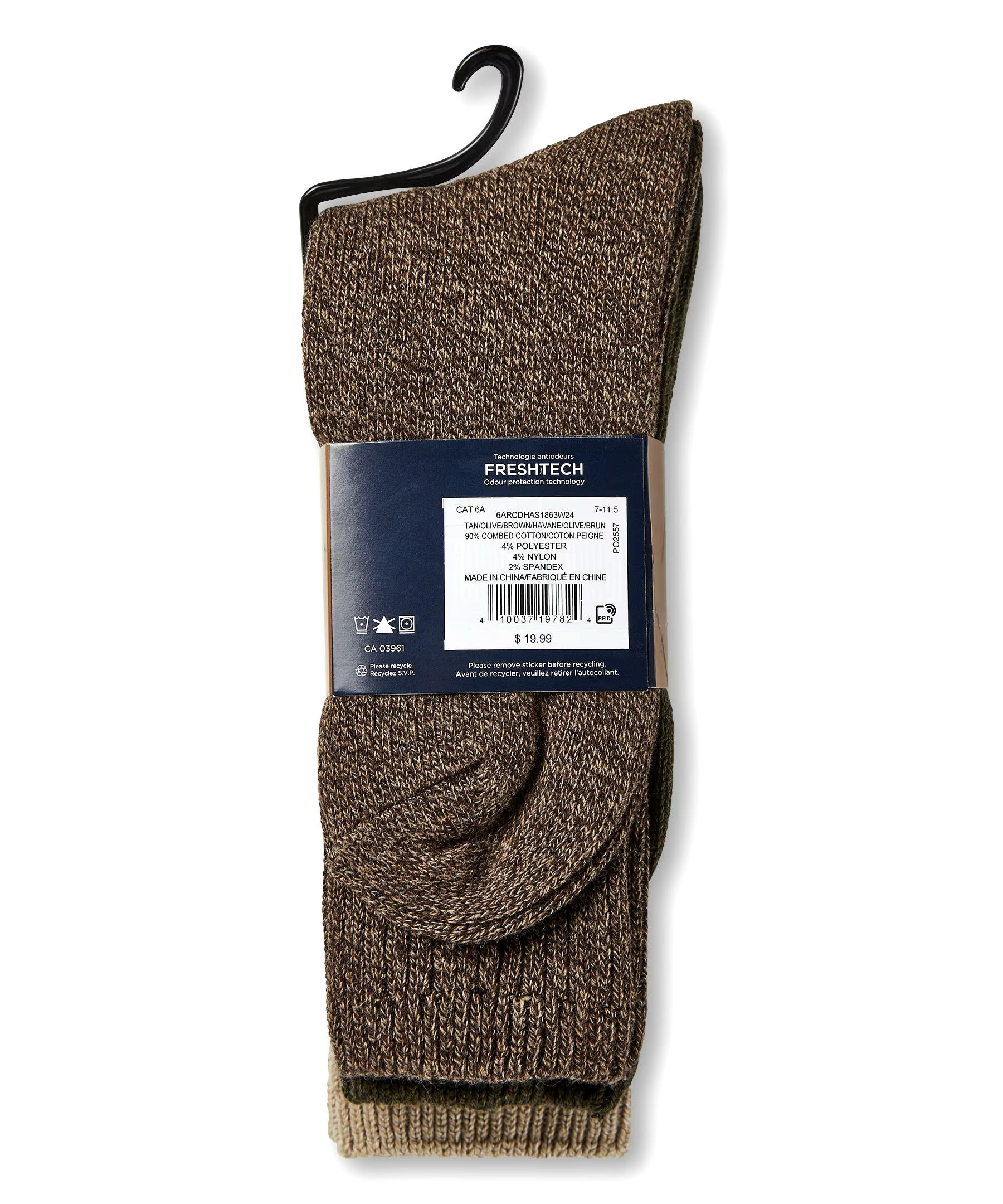 Denver Hayes Men's Casual Rib Socks, 3 Pack