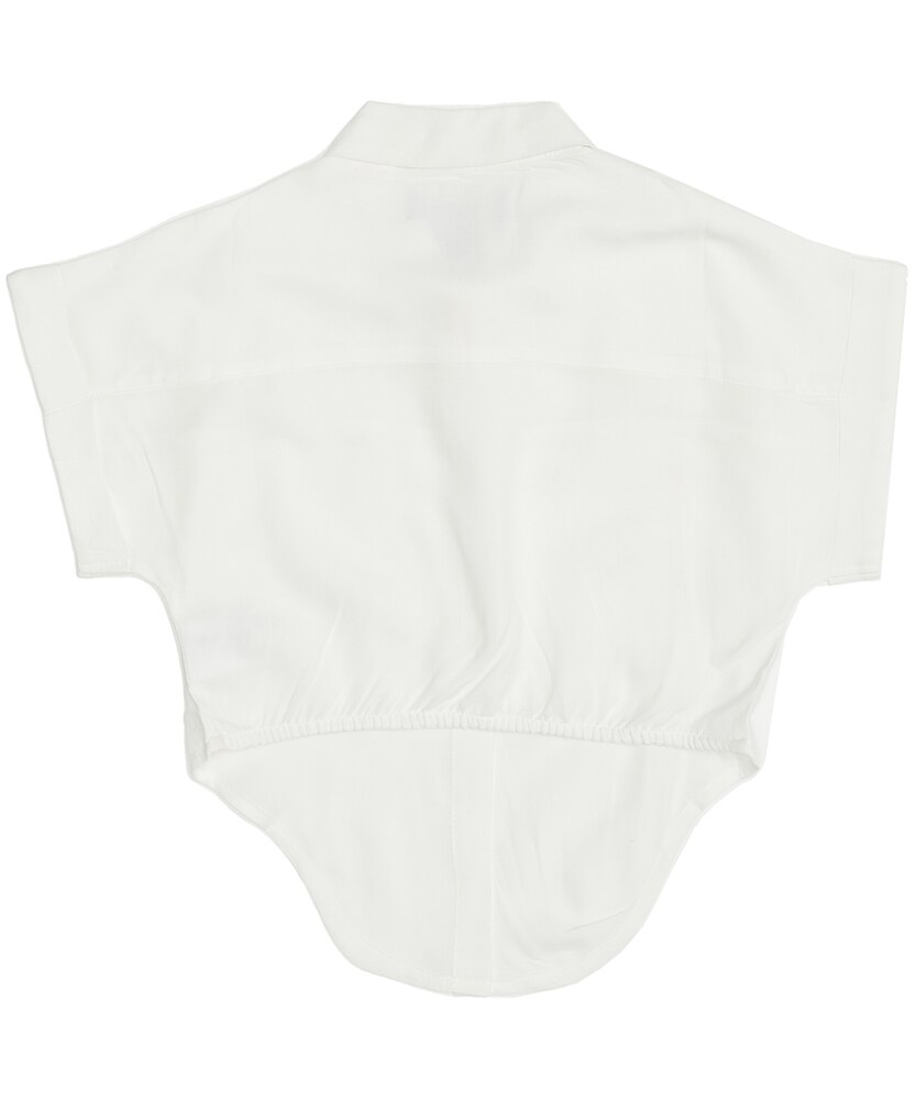 Youth Girls' Short Sleeve Knotted Front Blouse - White
