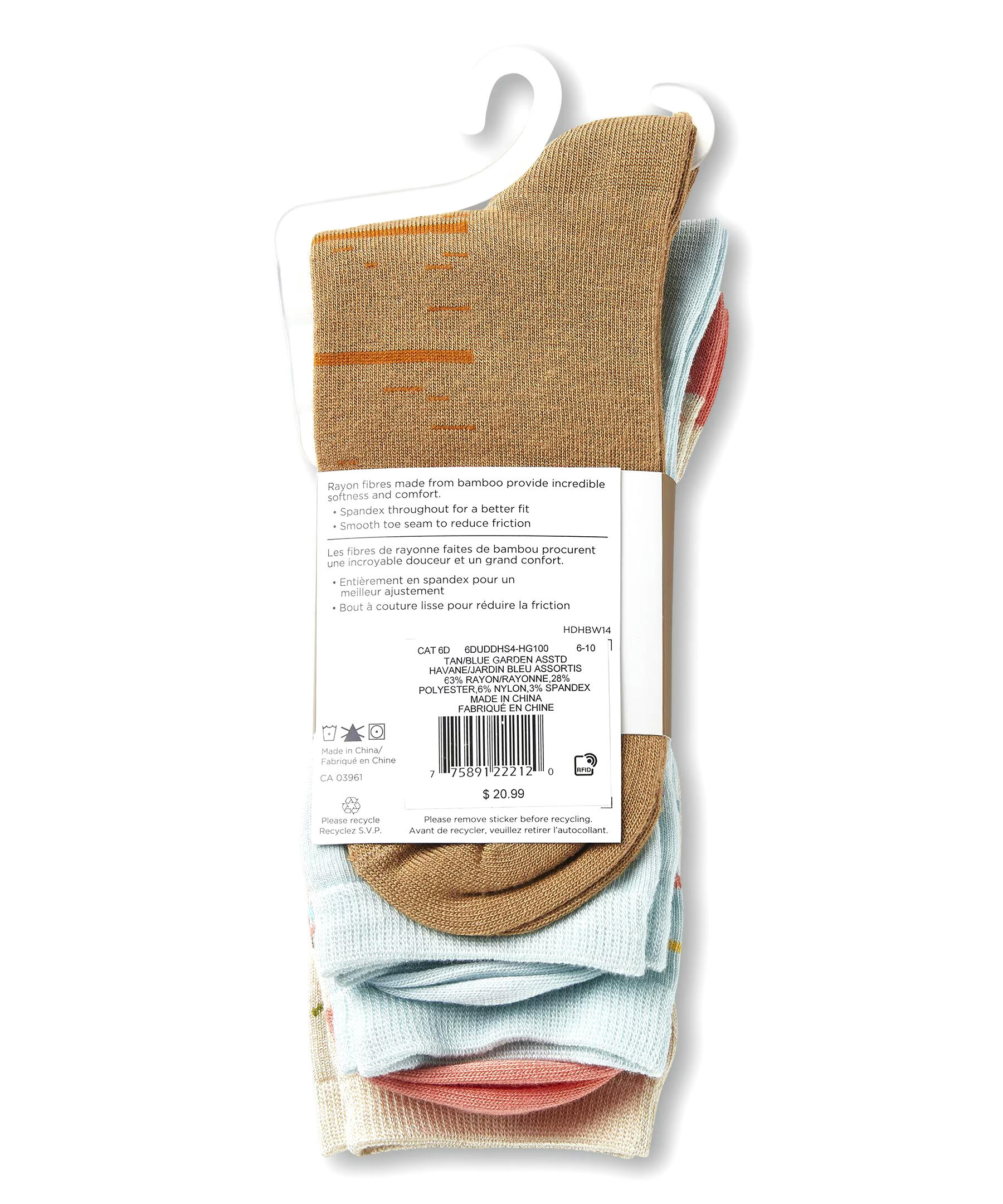Denver Hayes Women'sCrew Cut Socks, 3 Pack