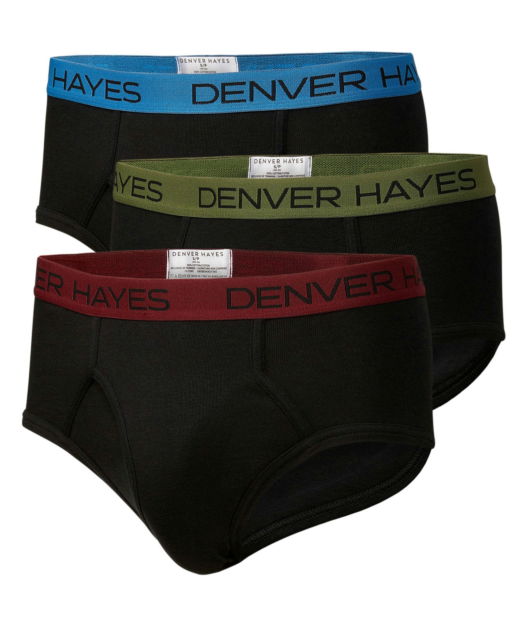 Denver Hayes Men's 3 Pack Cotton Basic Briefs - Black