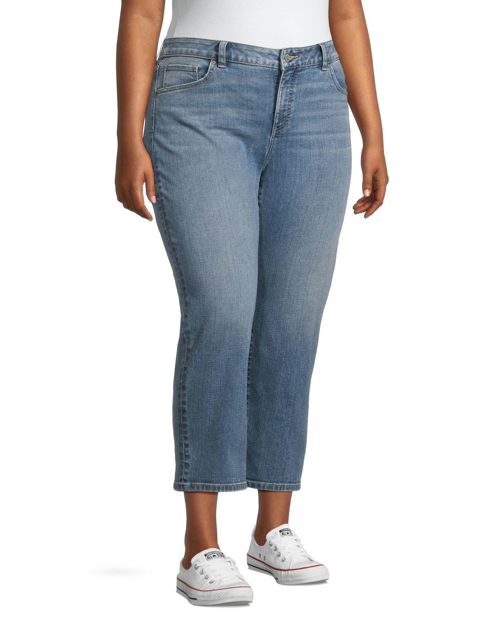 Denver Hayes Women's Mid Rise Straight Leg Curvy Fit Crop Jeans