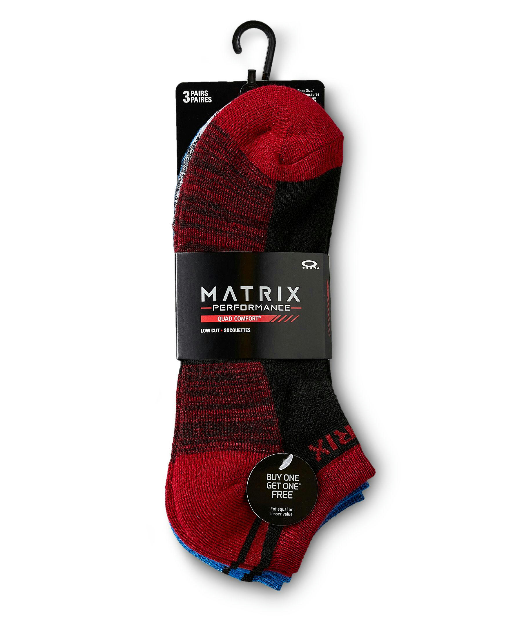 Matrix Men's 3 Pack FRESHTECH Quad Comfort Low Cut Sport Socks