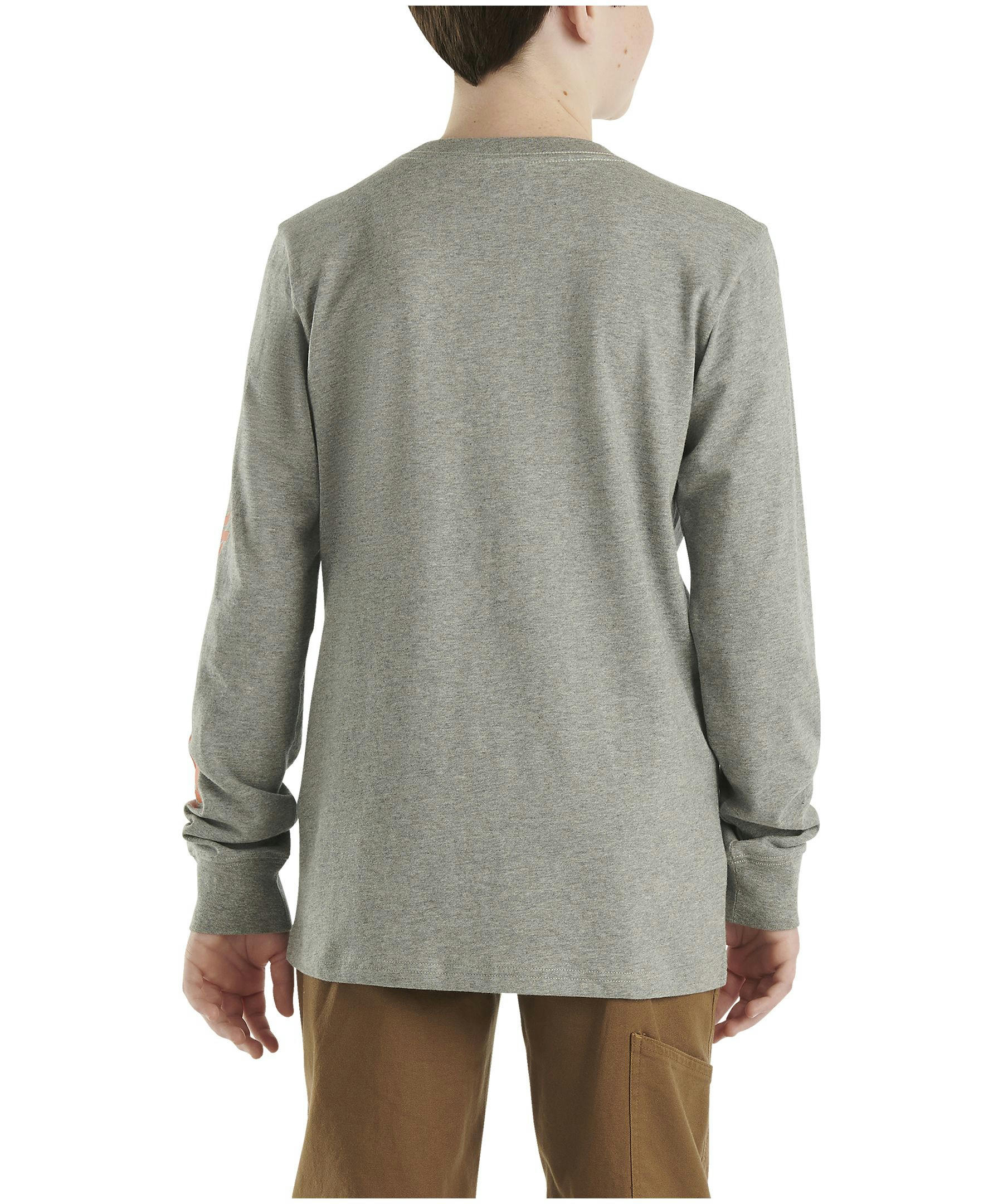 Carhartt Youth Boy's Long Sleeve Logo Pocket Crewneck T Shirt