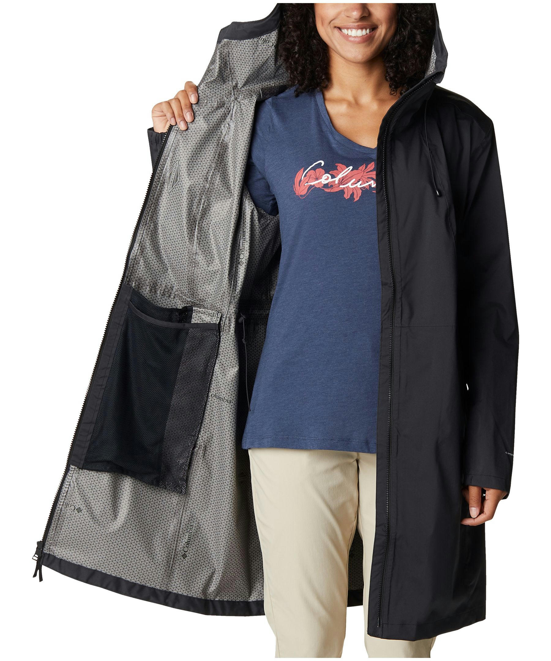 Columbia Women's Weekend Adventure Waterproof Omni-Tech Long Rain Jacket