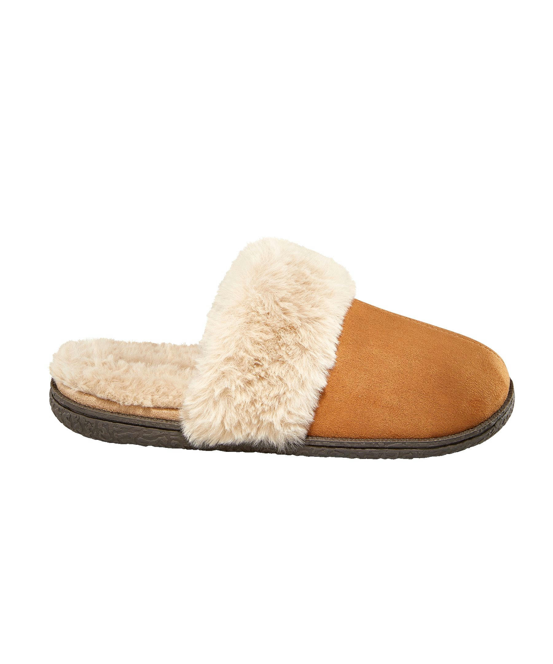 WindRiver Women's Faux Fur Trim Suede Slippers