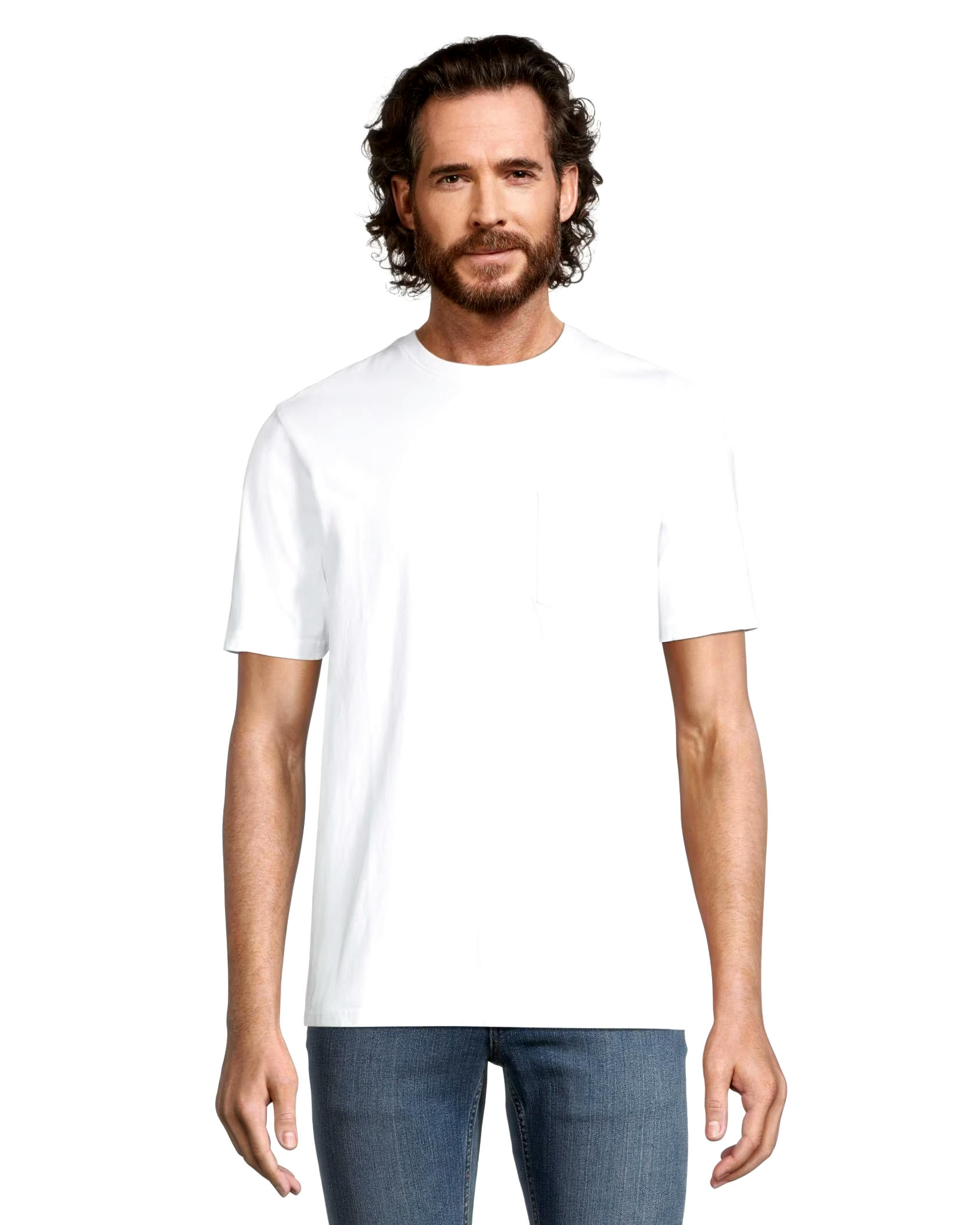 Denver Hayes Men's 50 Wash Classic Fit Chest Pocket Crewneck Cotton T Shirt