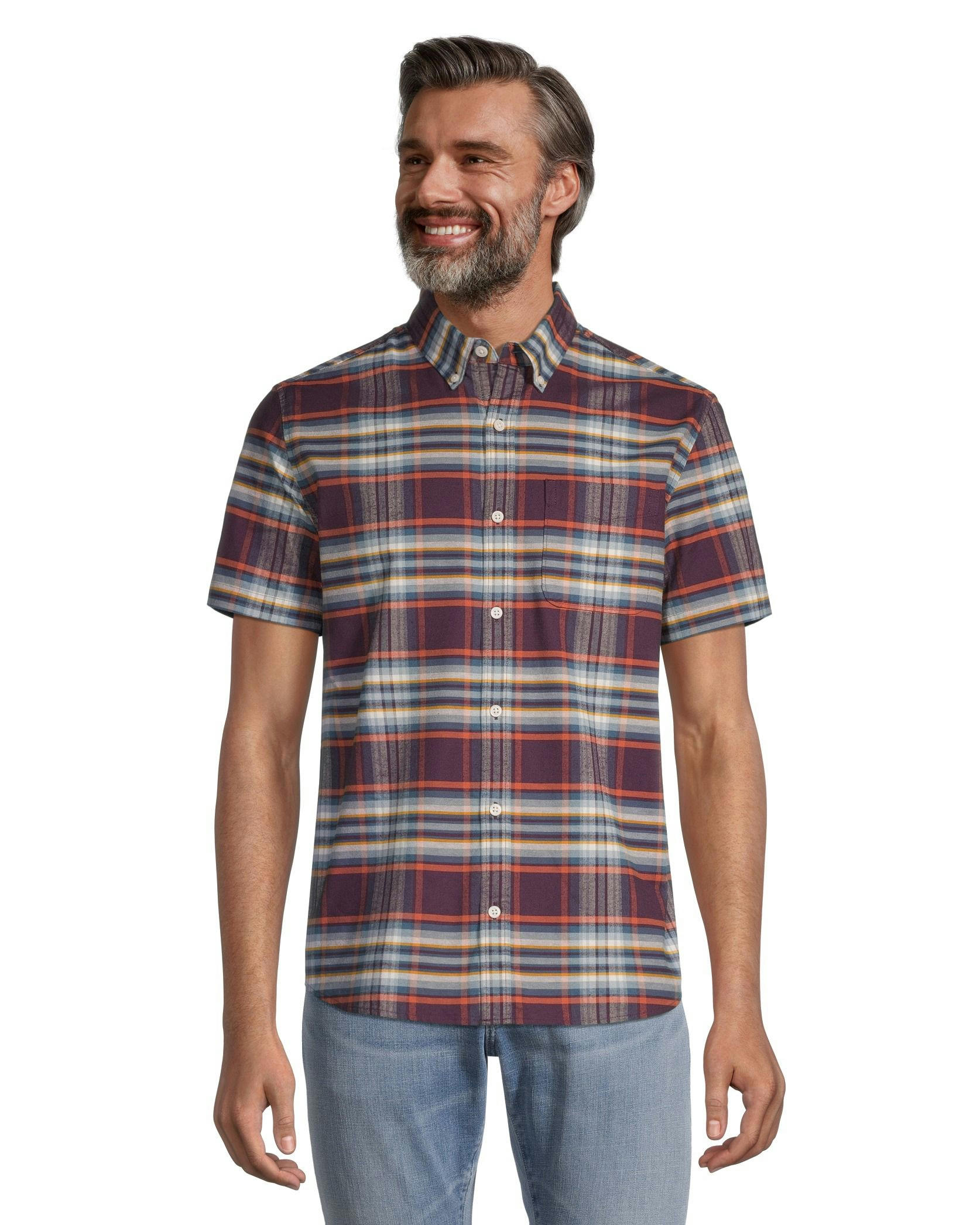 Denver Hayes Men's Modern Fit Short Sleeve Oxford Casual Shirt