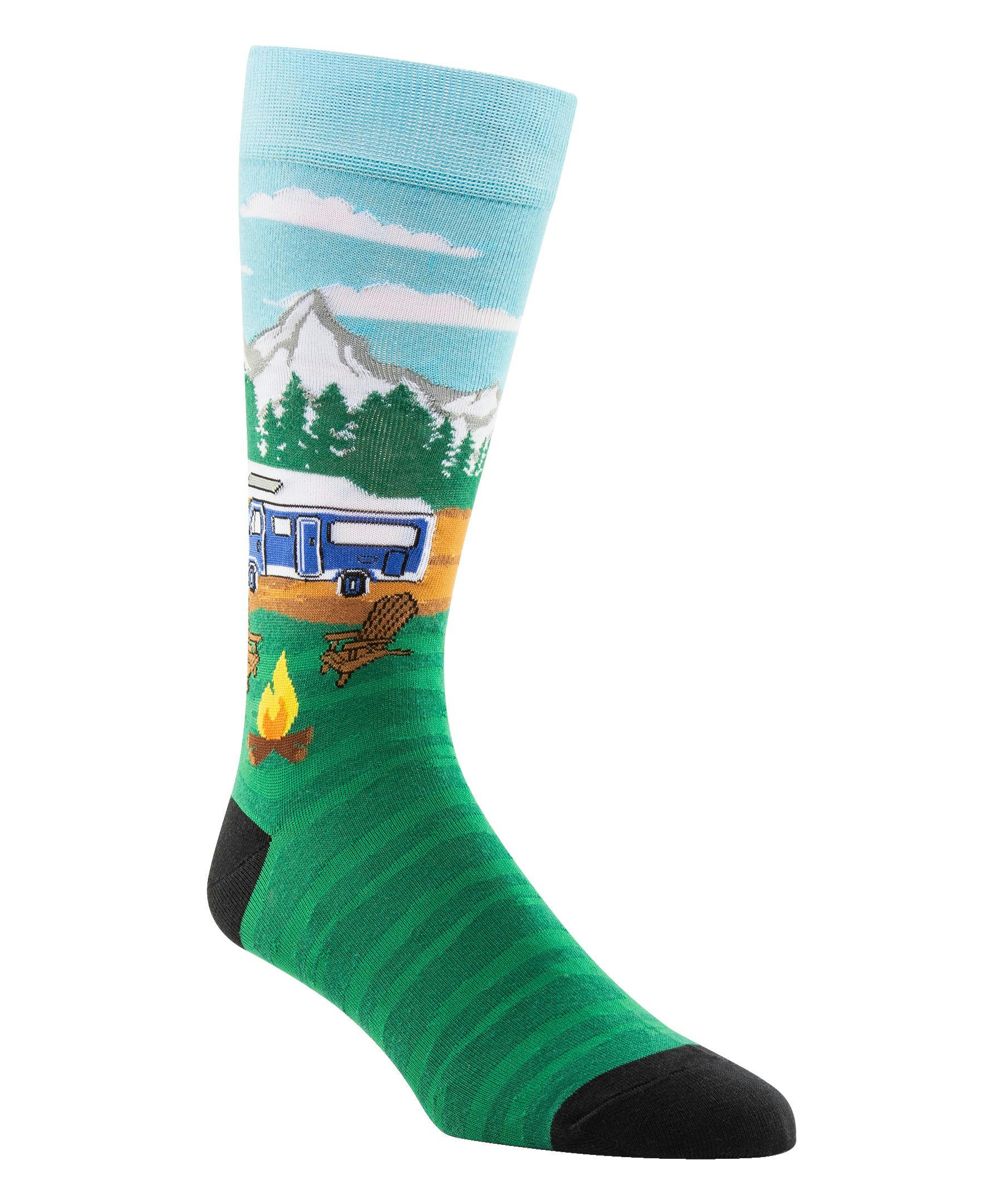 Denver Hayes Men's Novelty Camping Pattern Crew Socks