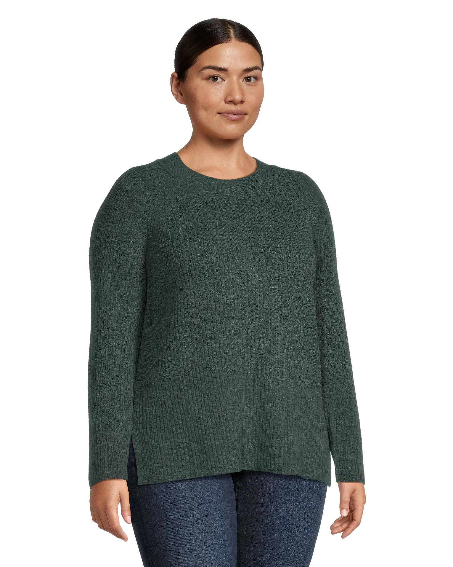 Denver Hayes Women's Semi Fitted Cozy Ribbed Crewneck Pullover