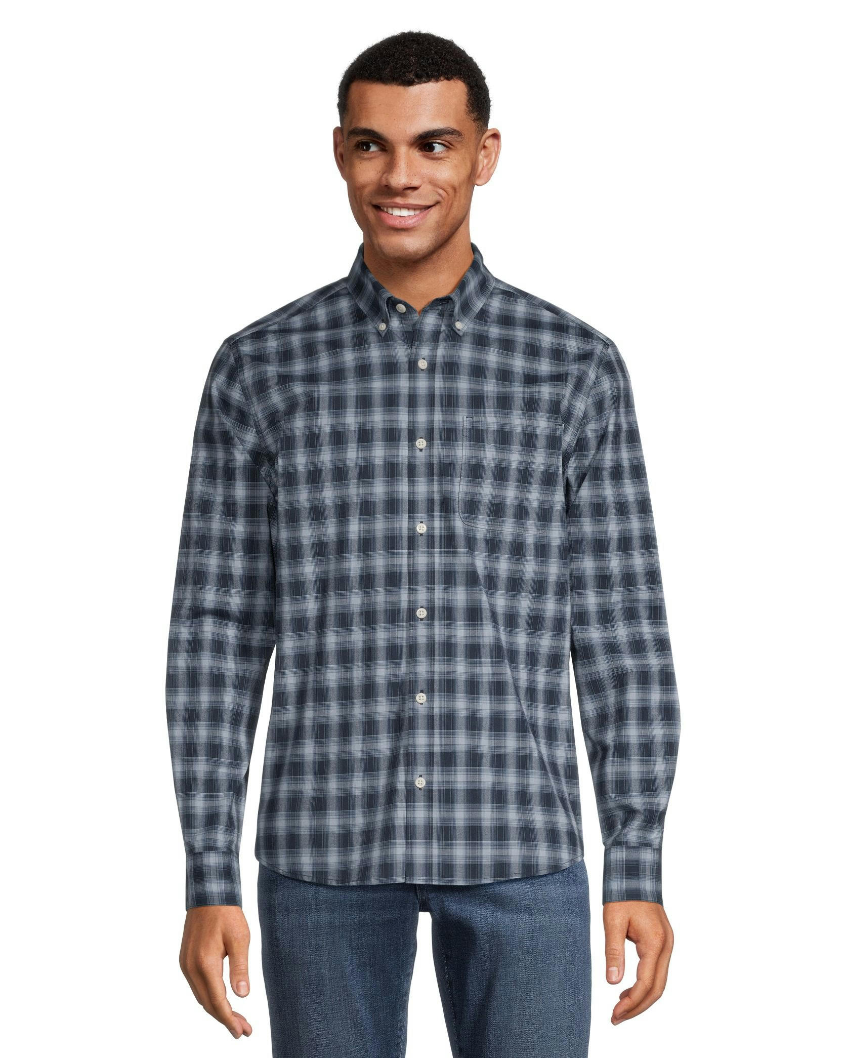 Denver Hayes Men's Long Sleeve Modern Fit Plaid Casual Sport Shirt