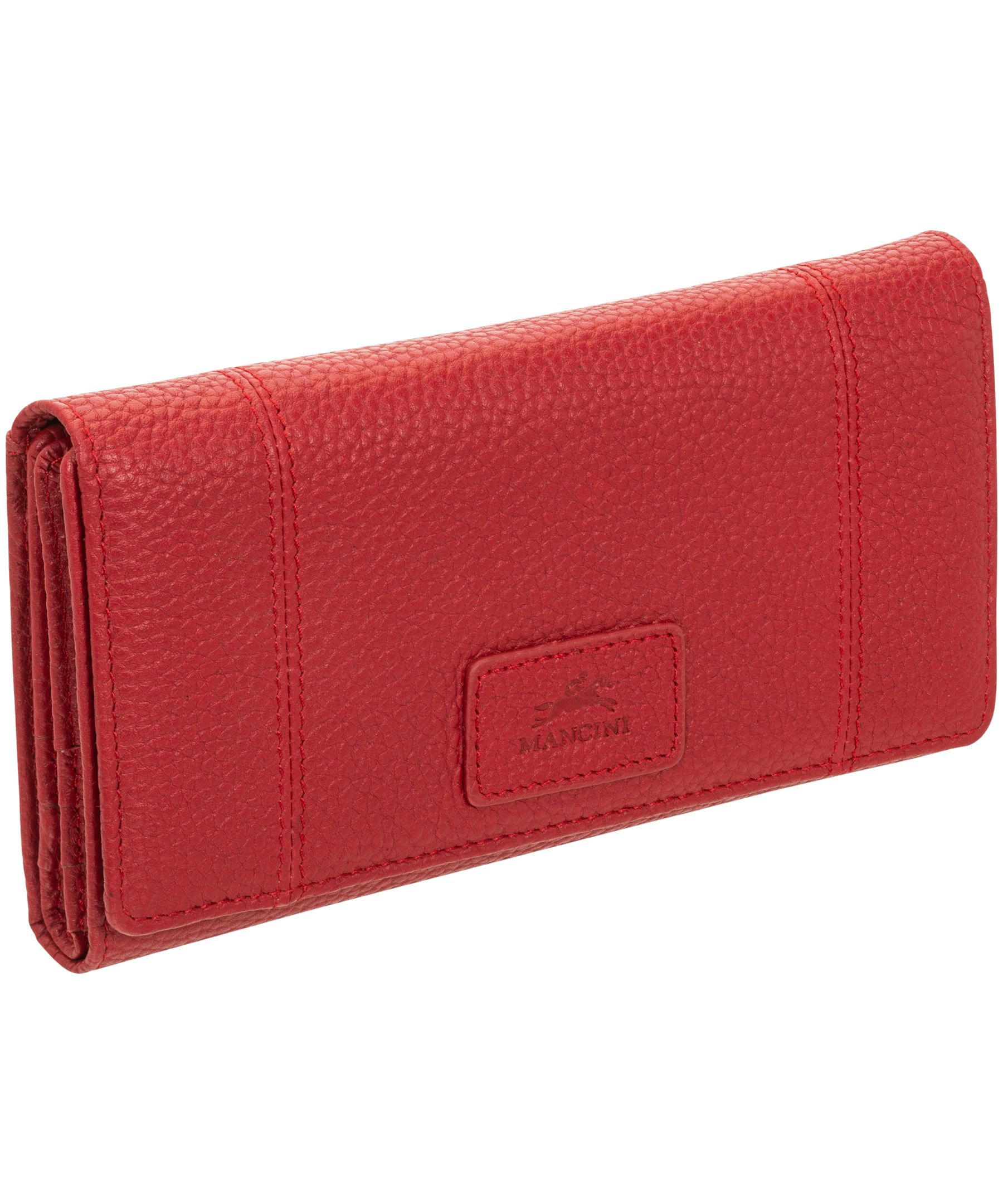Mancini Leather Goods Women's Pebelled RFID Secure Trifold Wing Wallet