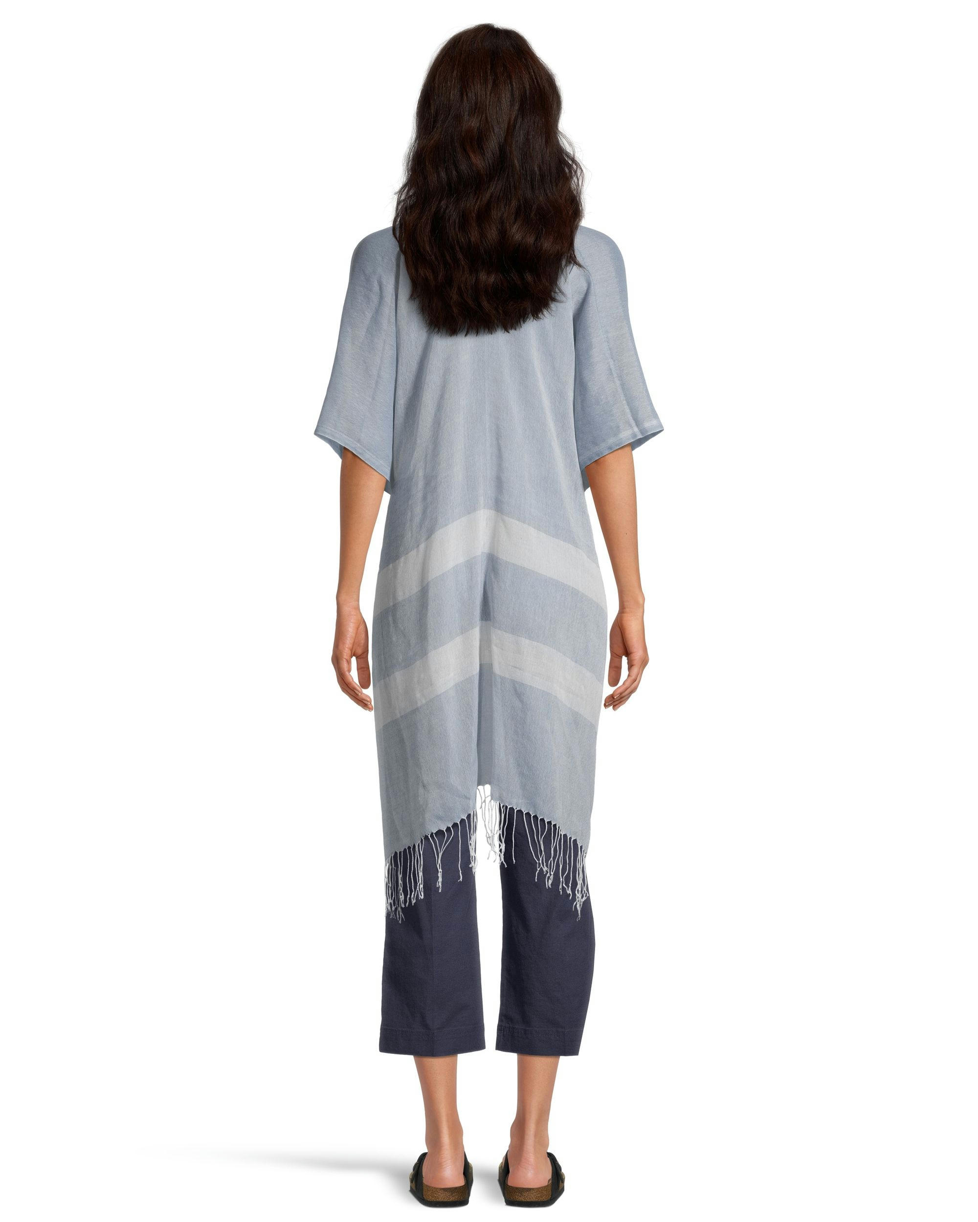 Denver Hayes Women's Striped Ruana Tassel Edge Coverup