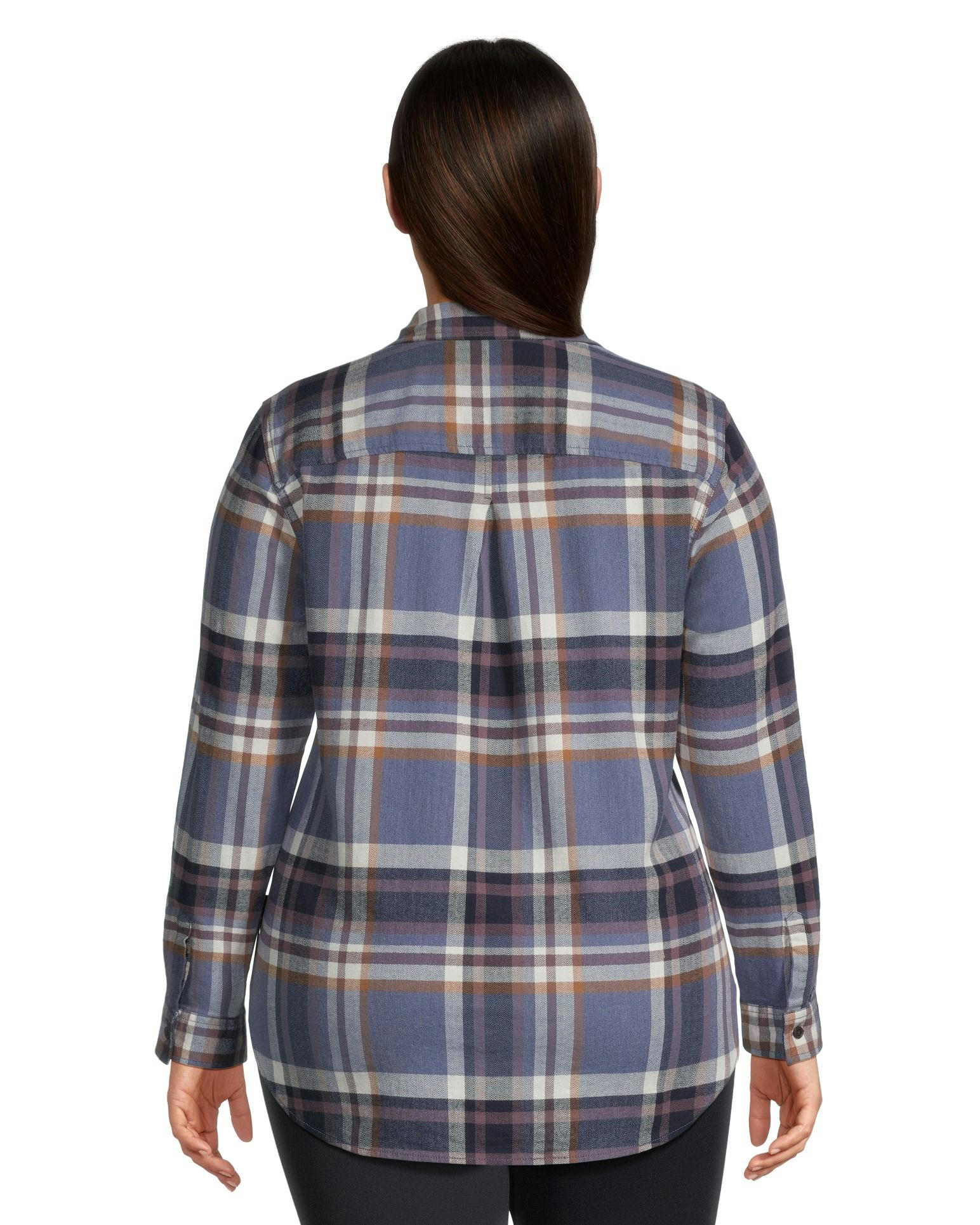 WindRiver Women's Semi-fit Long Sleeve Button Up Soft Brushed Stretch Flannel Shirt