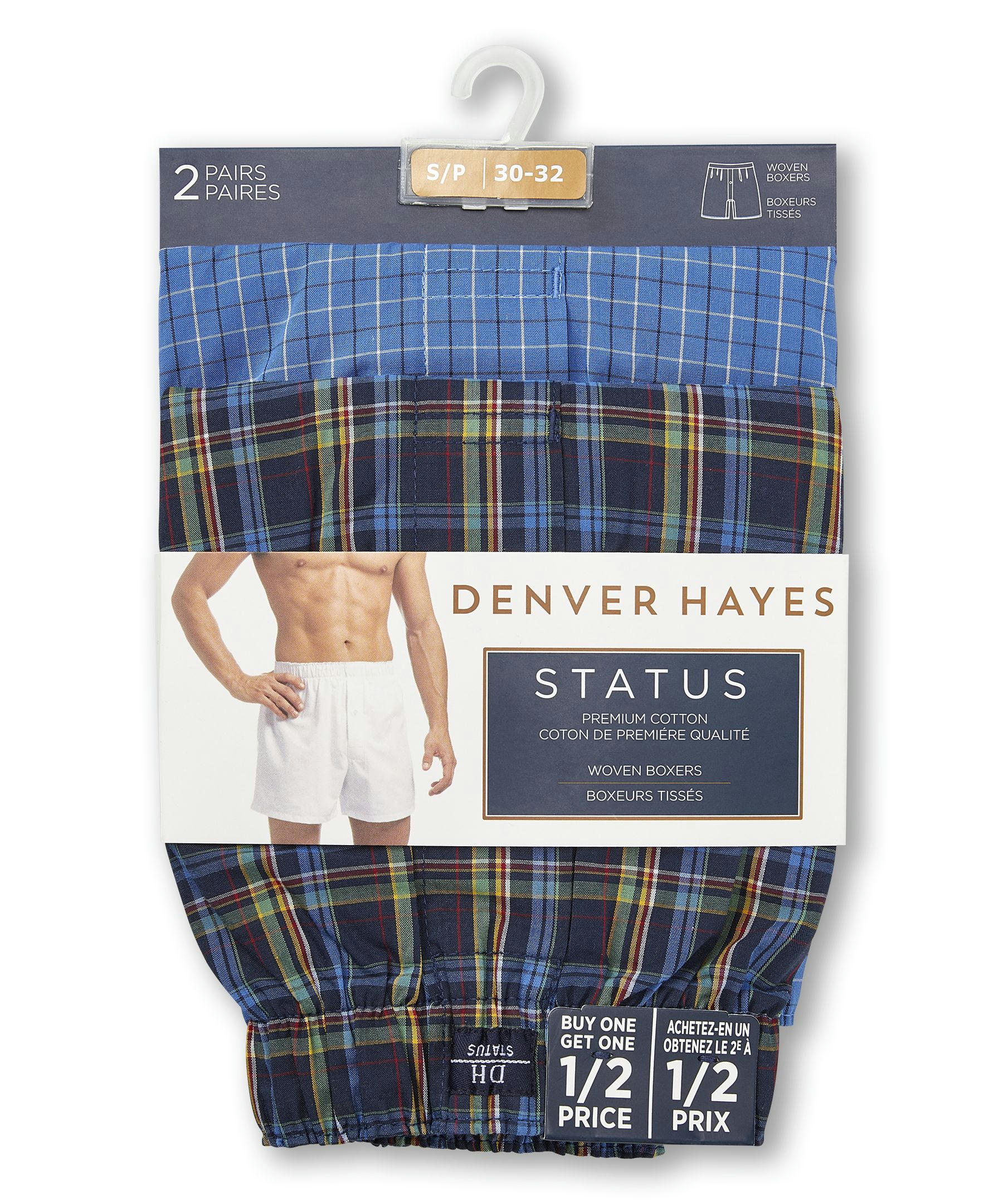 Denver Hayes Men's 2 Pack Woven Boxer