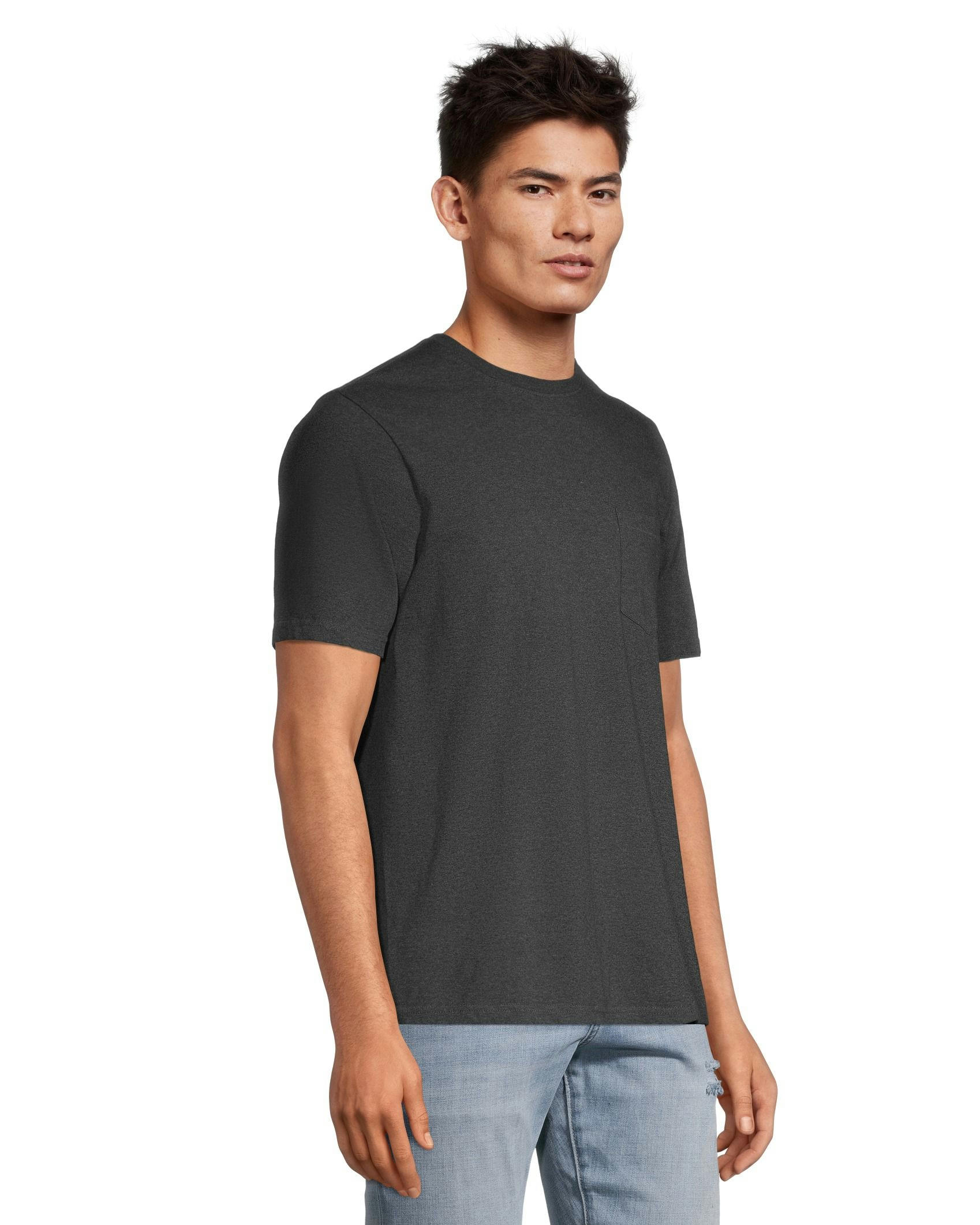 Denver Hayes Men's 50 Wash Classic Fit Chest Pocket Crewneck Cotton T Shirt