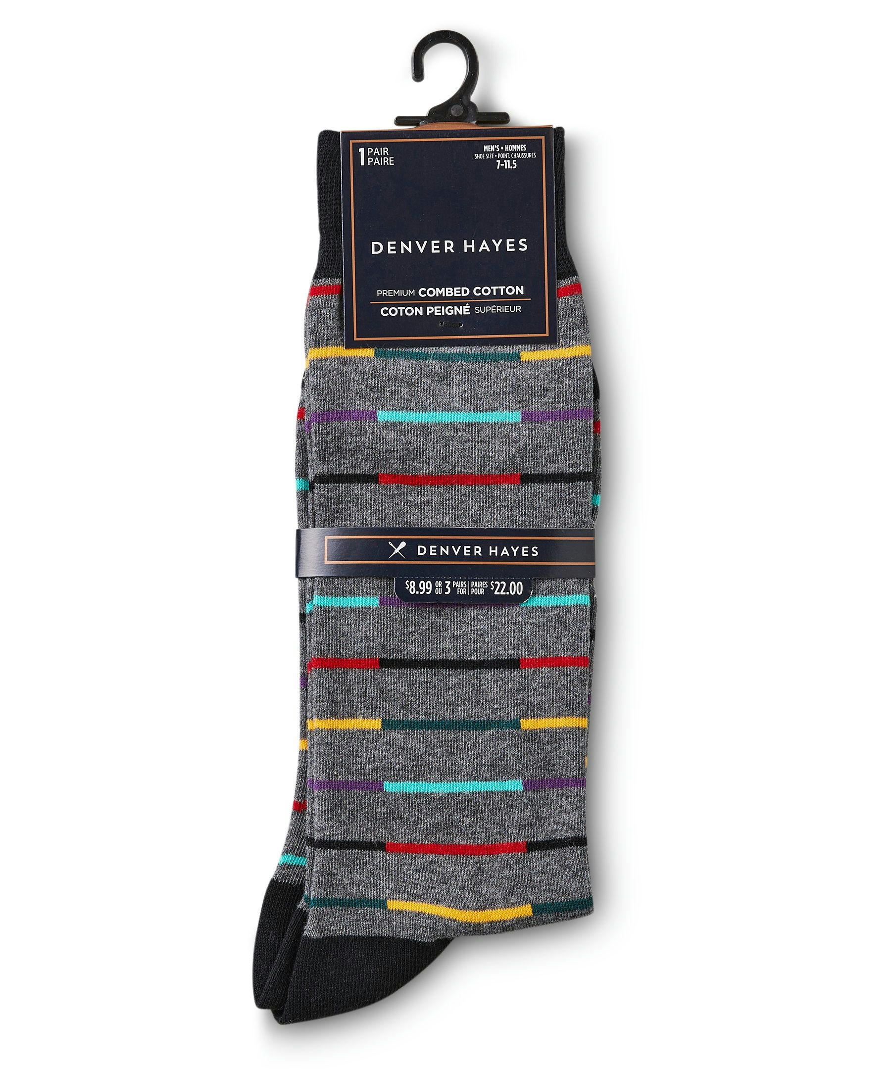 Denver Hayes Men's Novelty Pattern Freshtech Casual Crew Socks