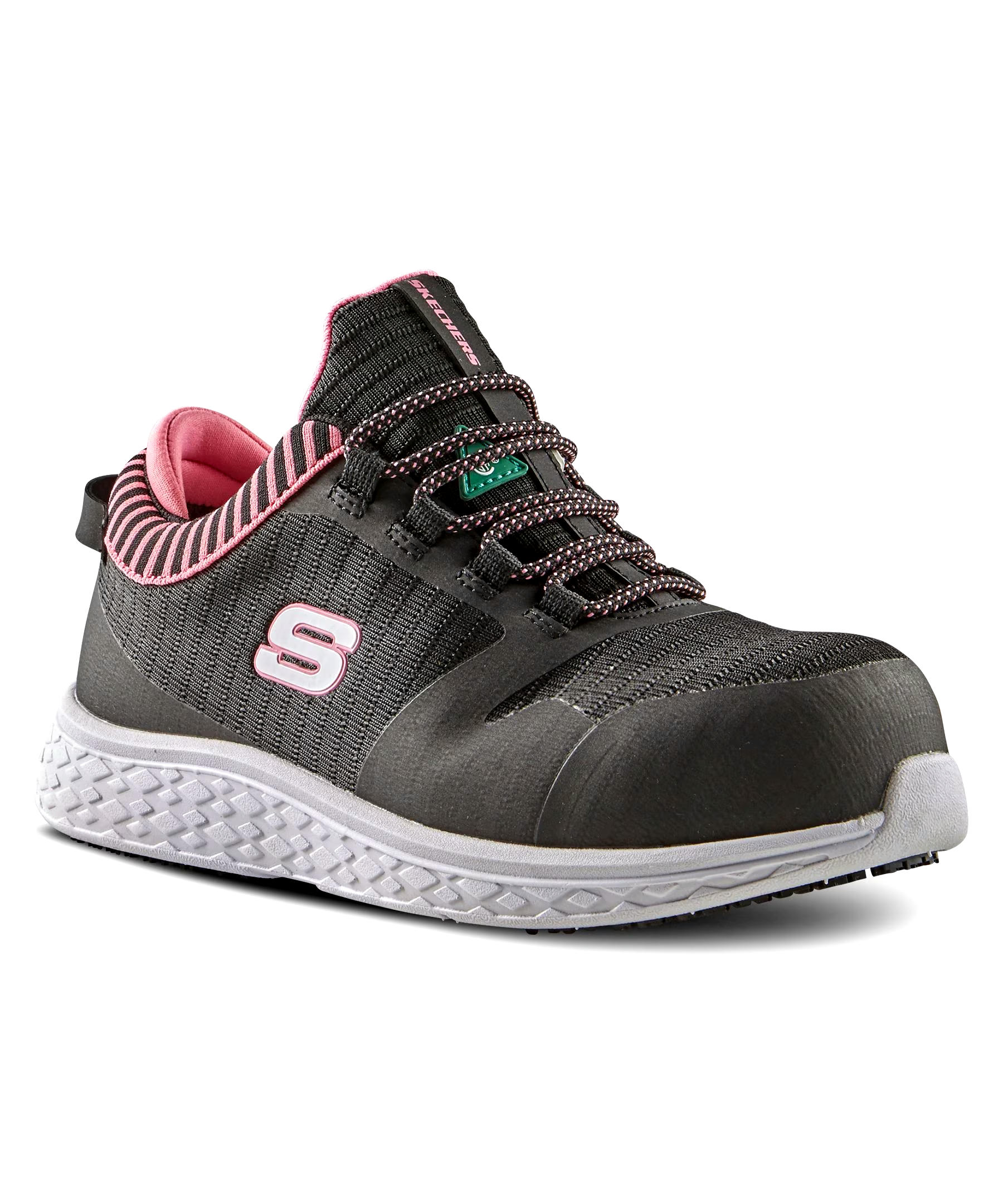 Skechers Work Women's Aluminum Toe Steel Plate Slip Resistant Athletic Safety Shoes - Black/Pink