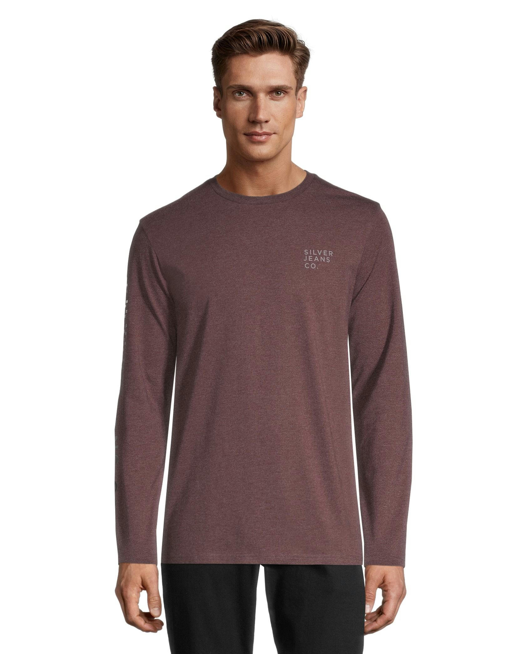 Silver Men's Long Sleeve Crewneck Graphic T Shirt