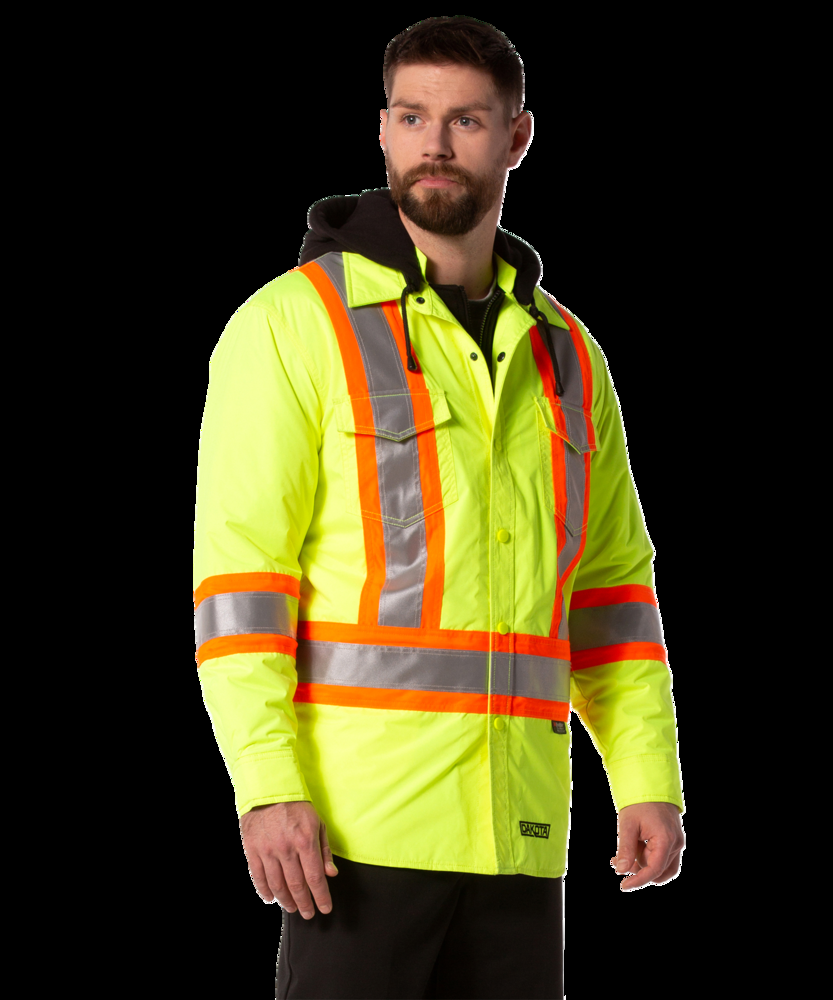 Dakota WorkPro Series Men's Class 2 Hi Vis Water Repellent Hooded Quilt Shirt Jacket
