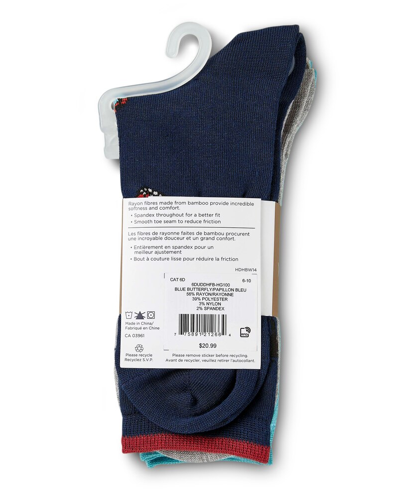 Denver Hayes Women's 3 Pack Bamboo Crew Socks