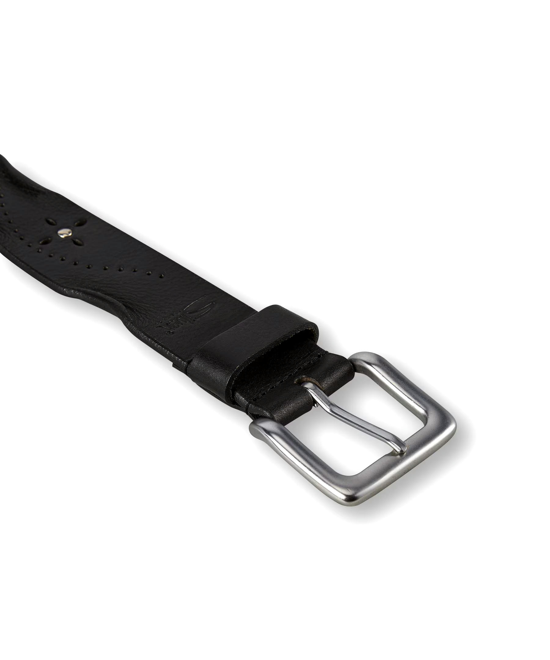 Silver Women's Worn Edge Perforated Leather Belt