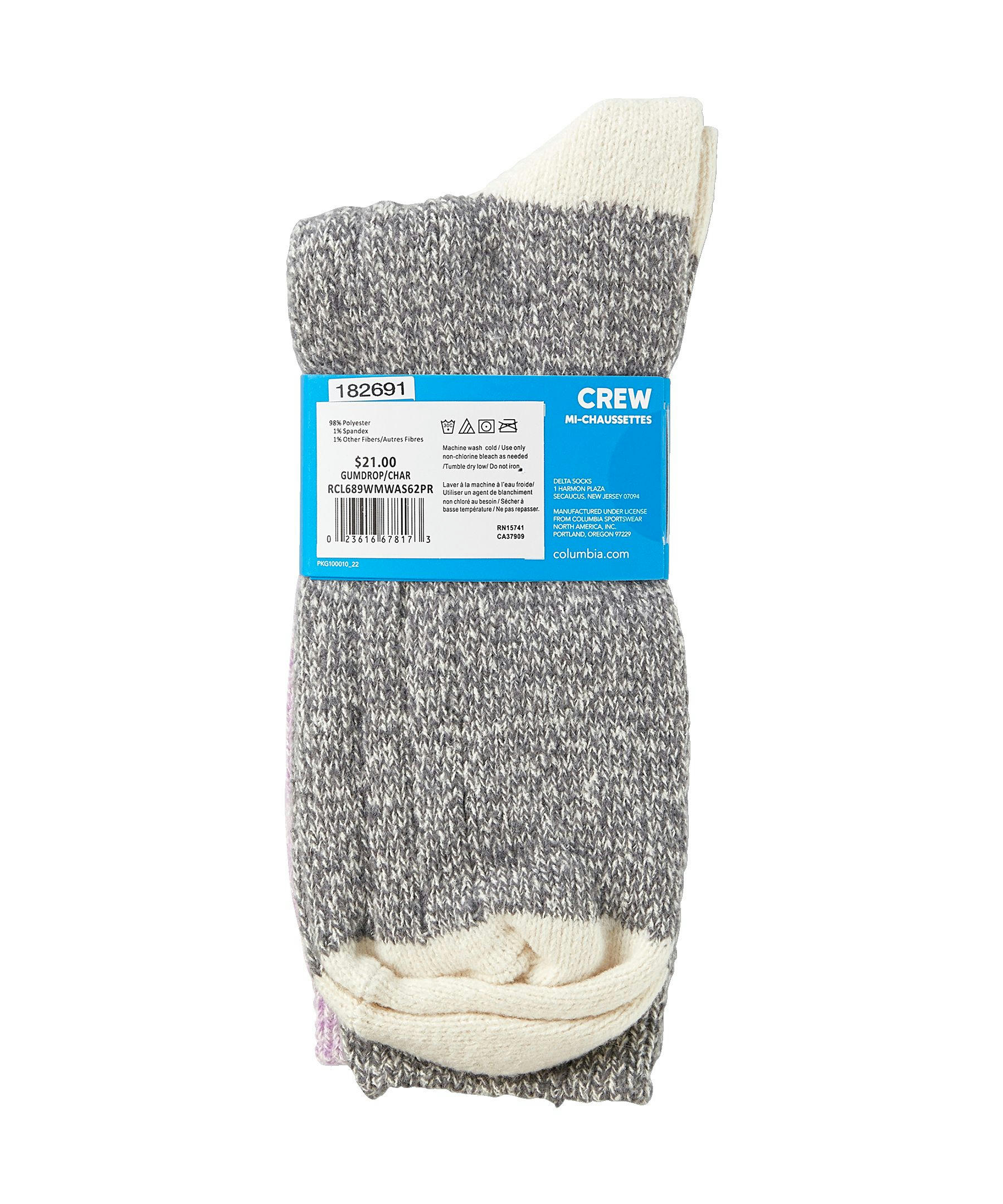 Columbia  Women's 2 Pack Super Soft Classic C Stripe Crew Socks