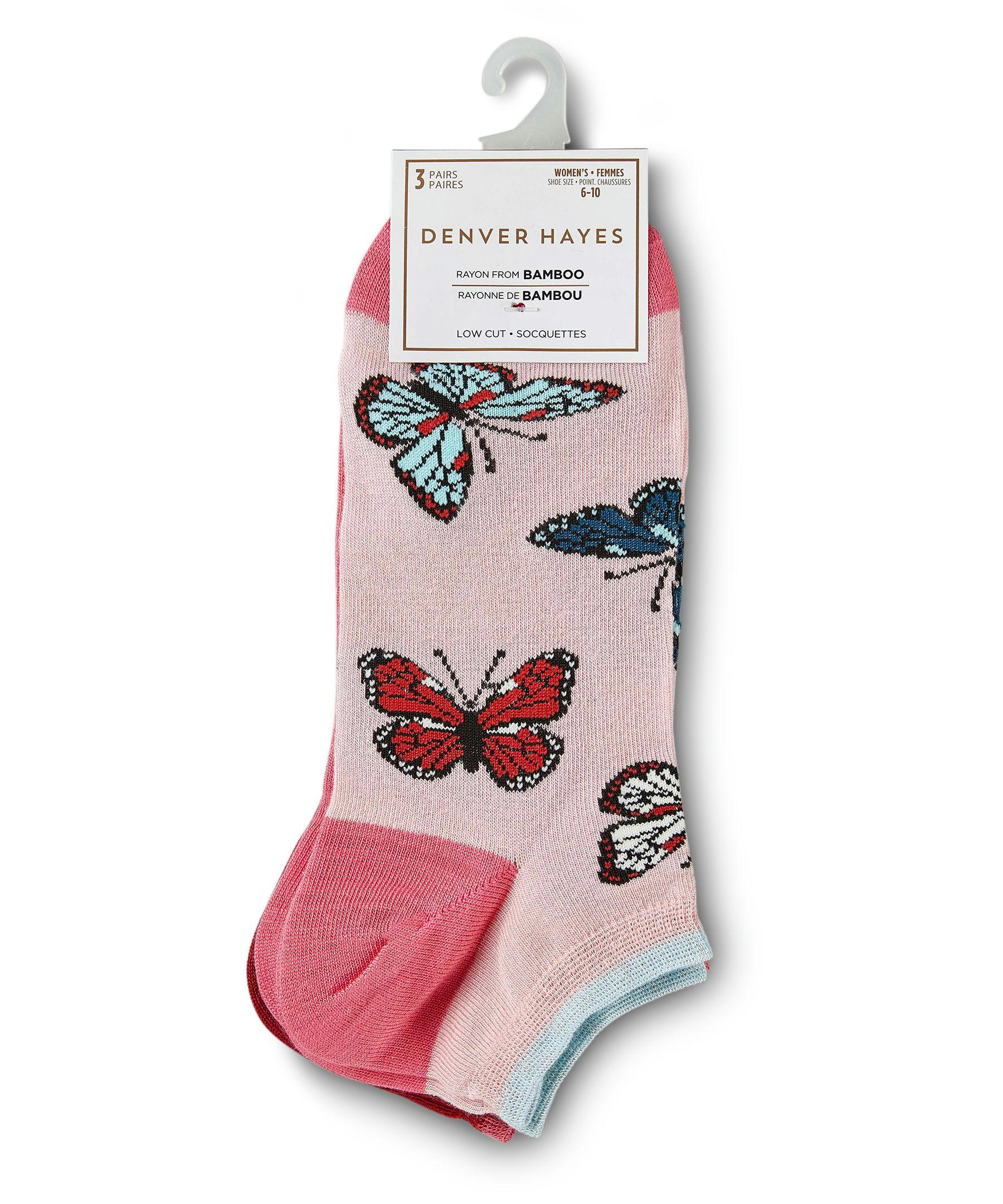 Denver Hayes Women's 3-Pack Bamboo Low Cut Socks