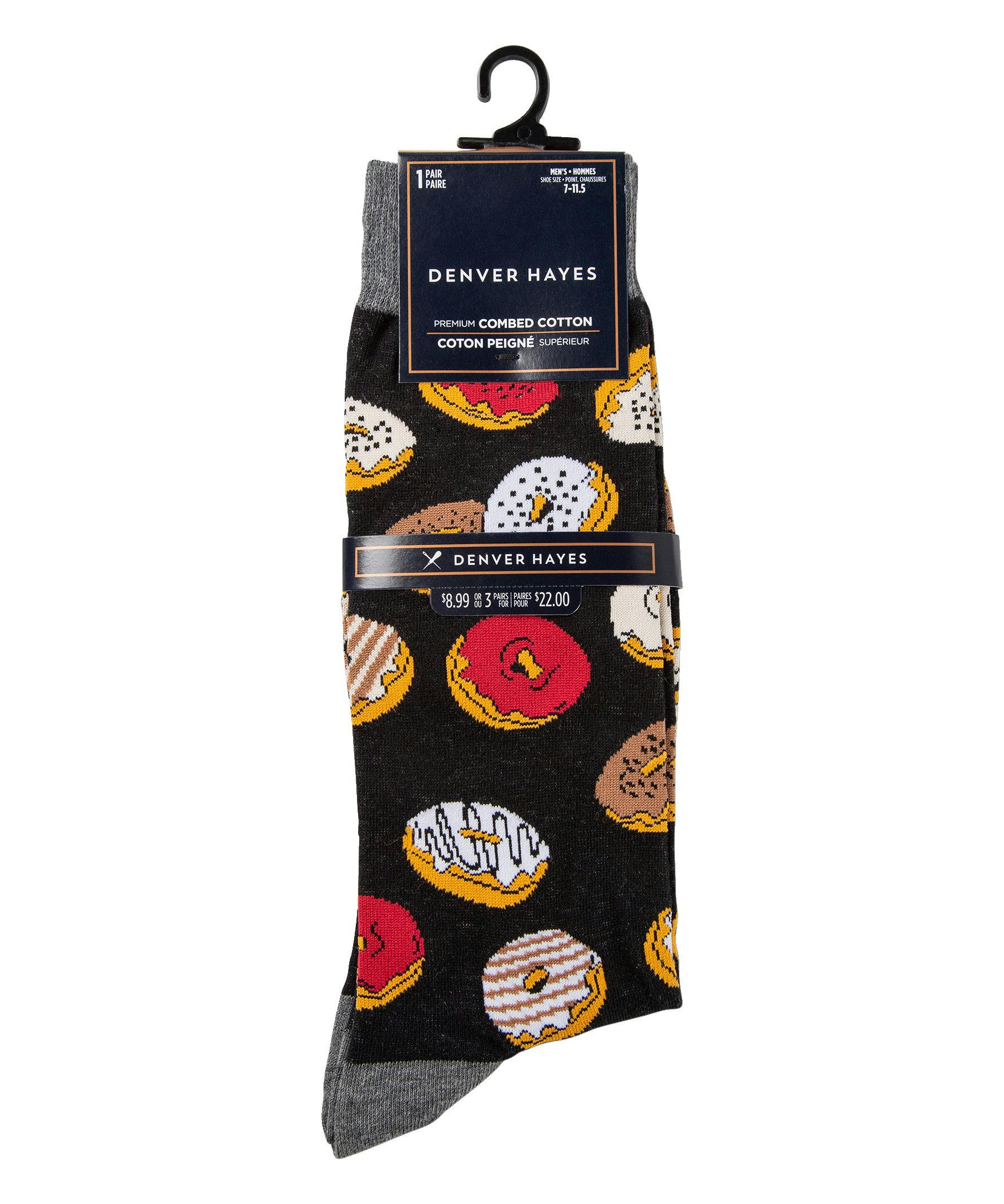 Denver Hayes Men's Novelty Food Pattern Crew Socks