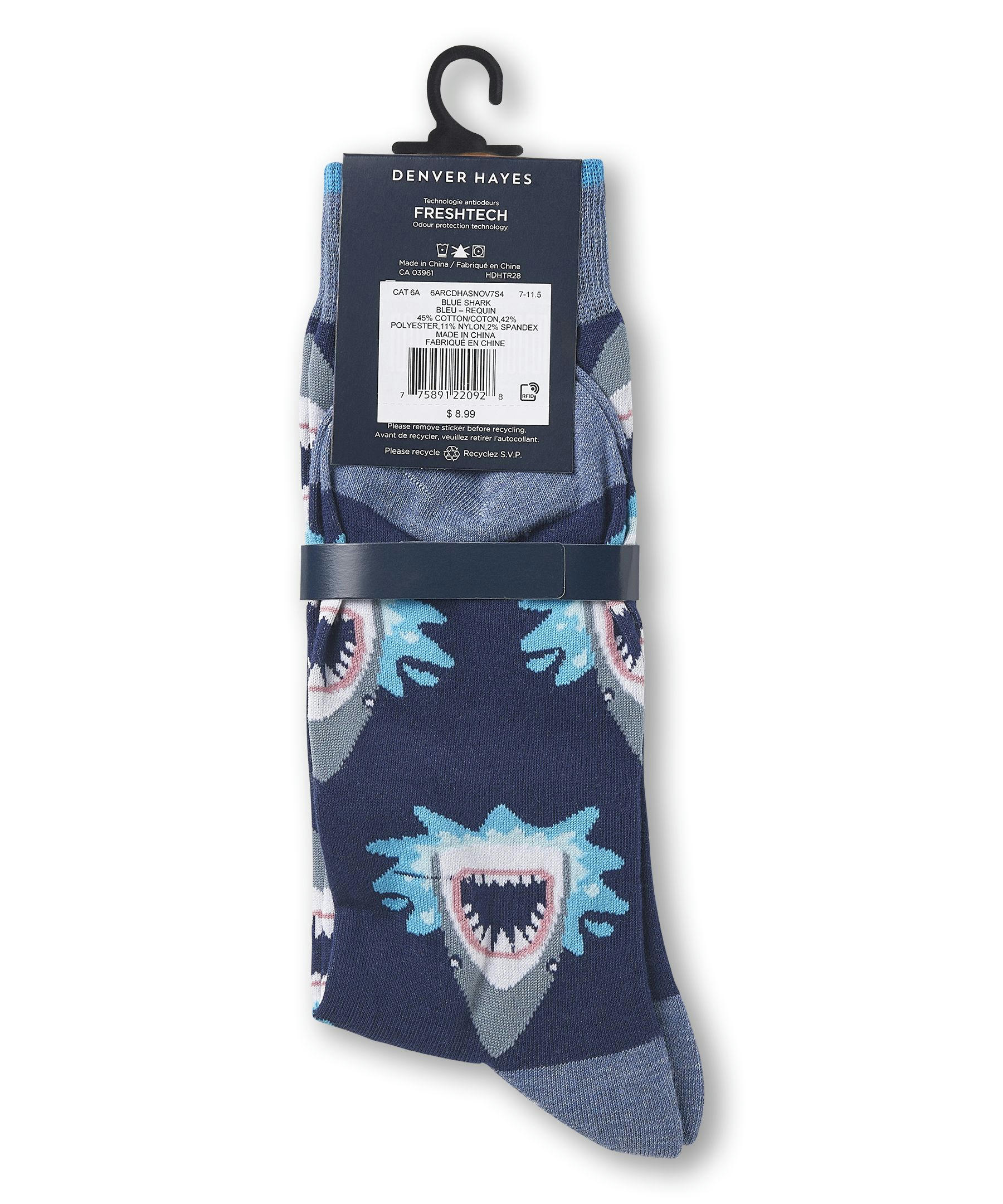 Denver Hayes Men's FRESHTECH® Animal Pattern Casual Crew Socks