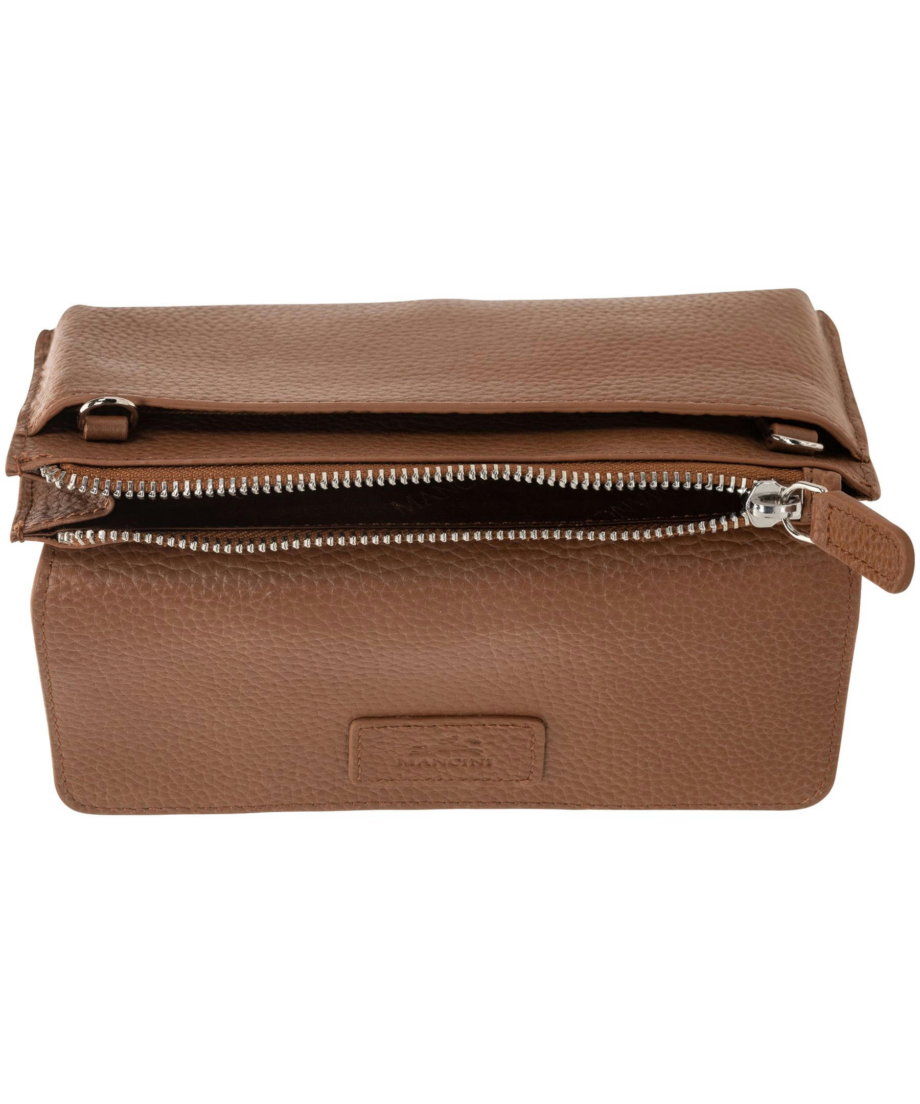 Mancini Leather Goods Women's Pebelled RFID Secure Crossbody Wallet