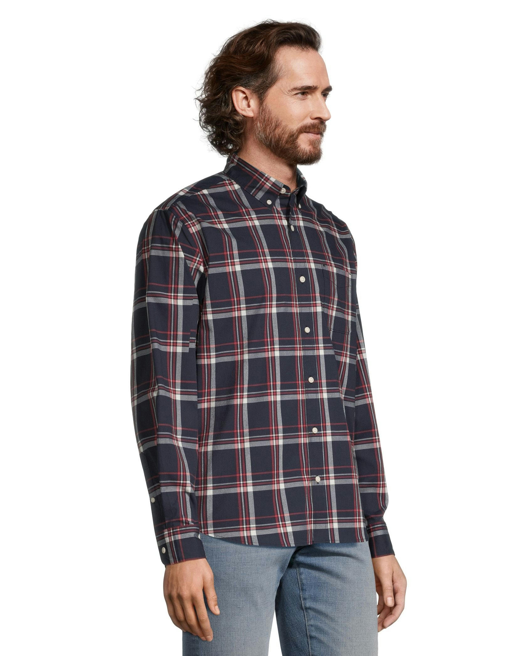 Denver Hayes Sport Plaid Classing Fit Long Sleeve Shirt
