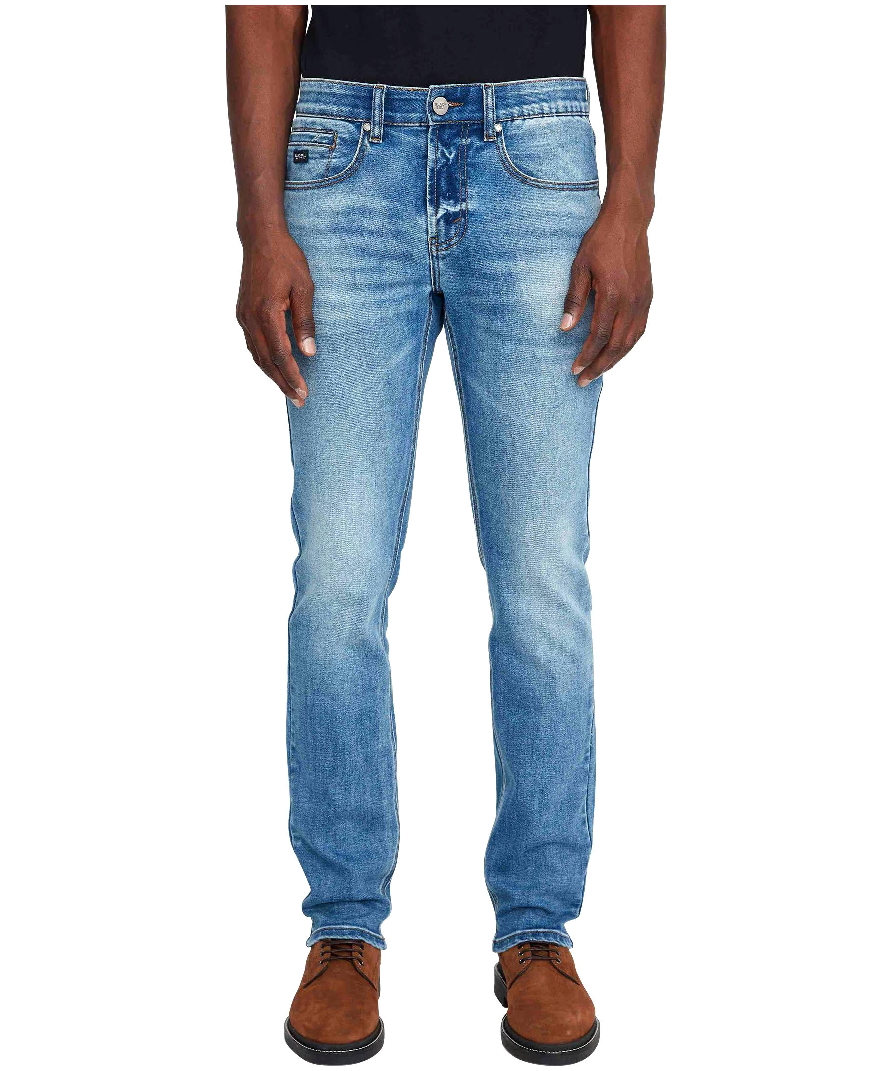 Black Bull Men's Jack 5 Pocket Low Rise Slim Fit Stretch Jeans - Light Wash -